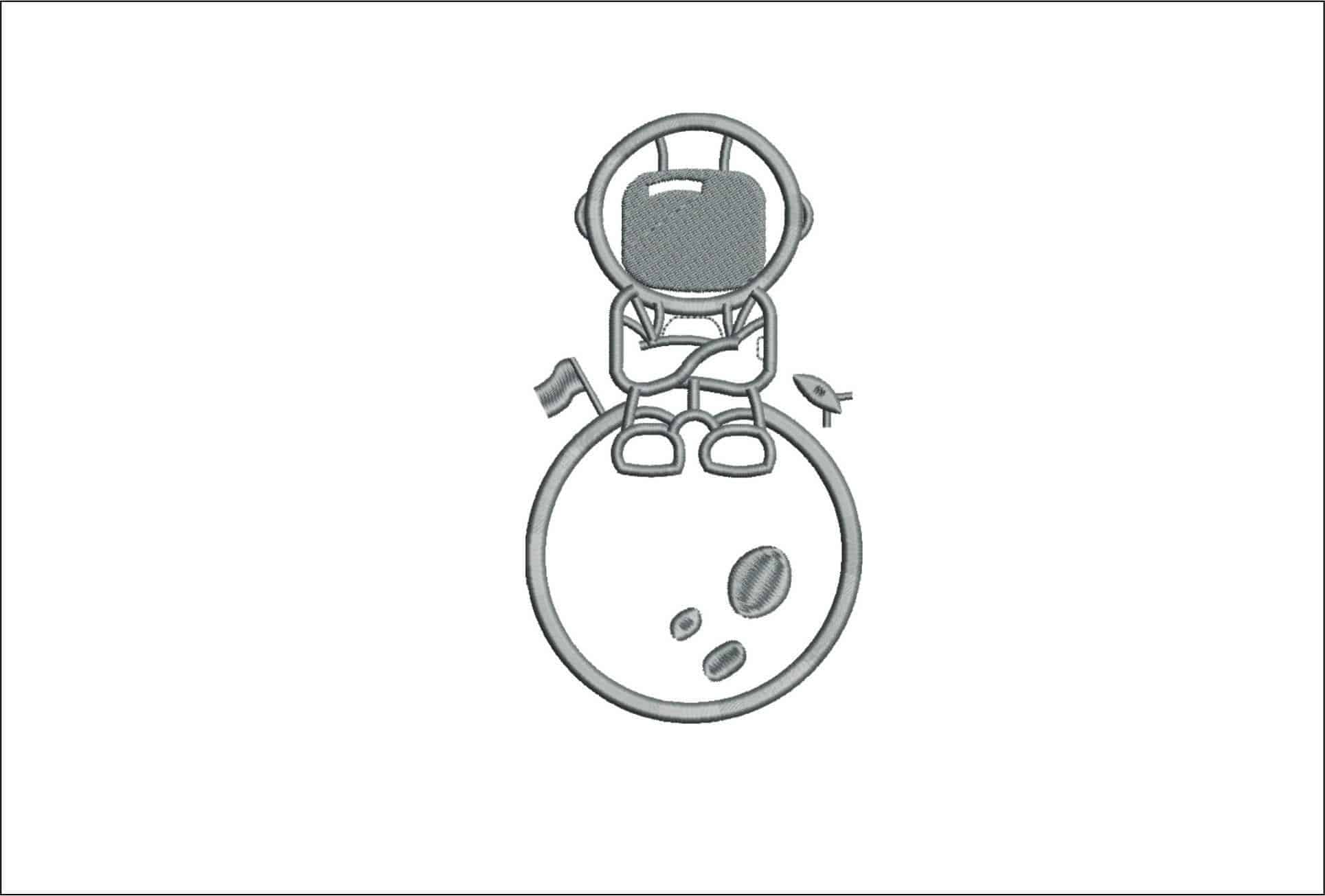 Man on the moon- Elegant embroidery design file - instant download