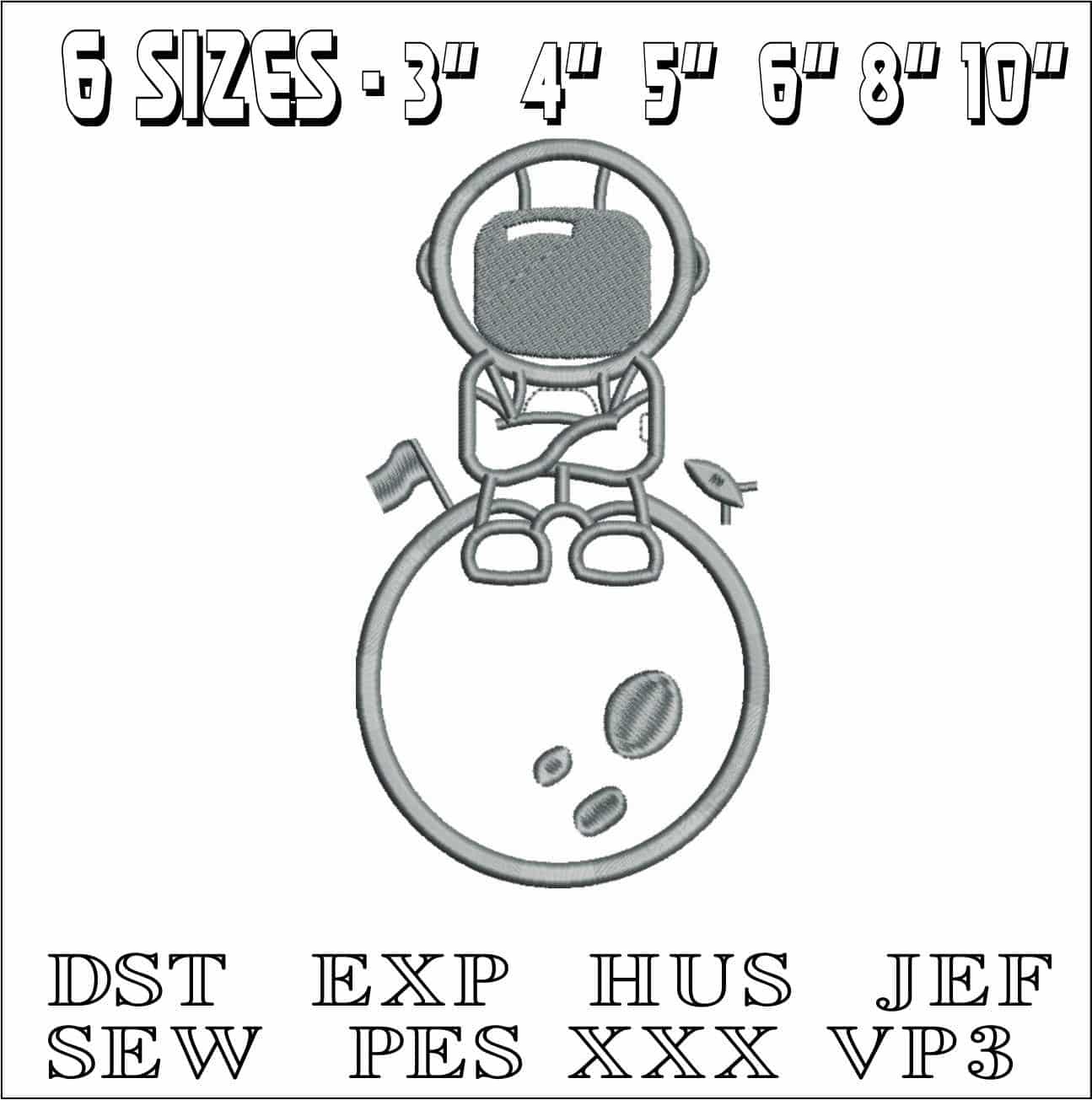 Man on the moon- Elegant embroidery design file - instant download — view 2