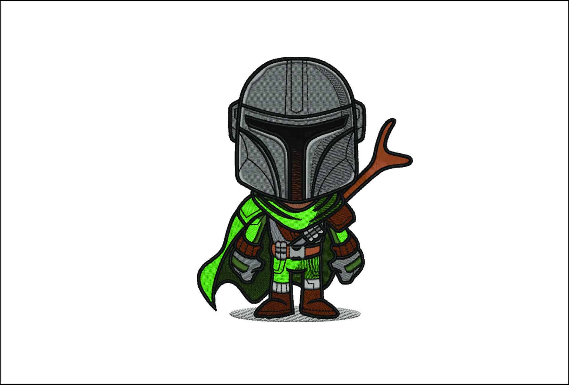 Mandalorian Cartoon- Elegant embroidery design file - instant download