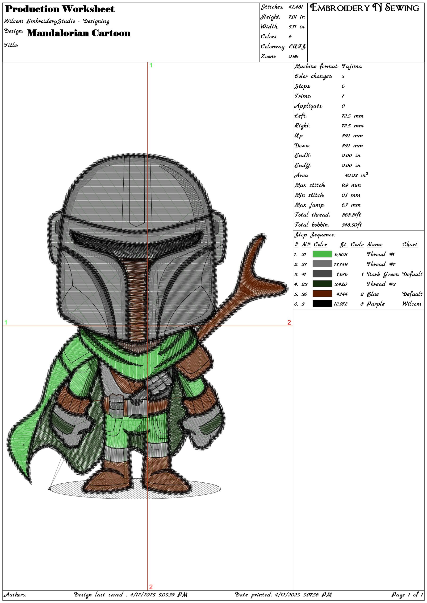 Mandalorian Cartoon- Elegant embroidery design file - instant download — view 3
