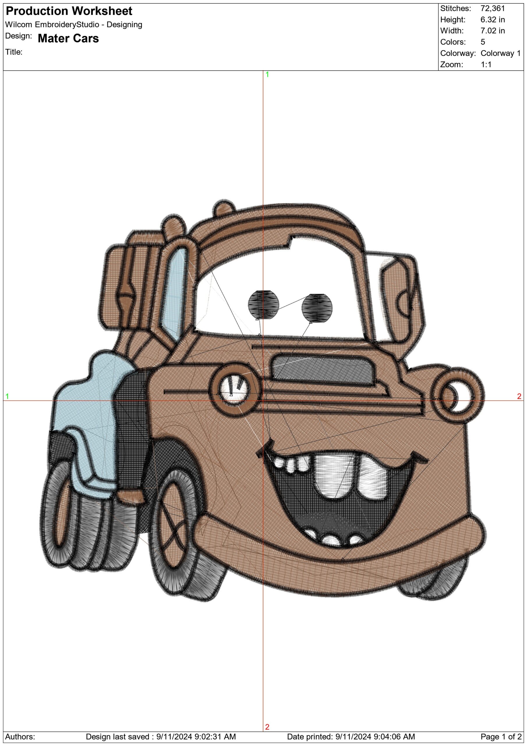 Mater Cars- Elegant embroidery design file - instant download — view 3