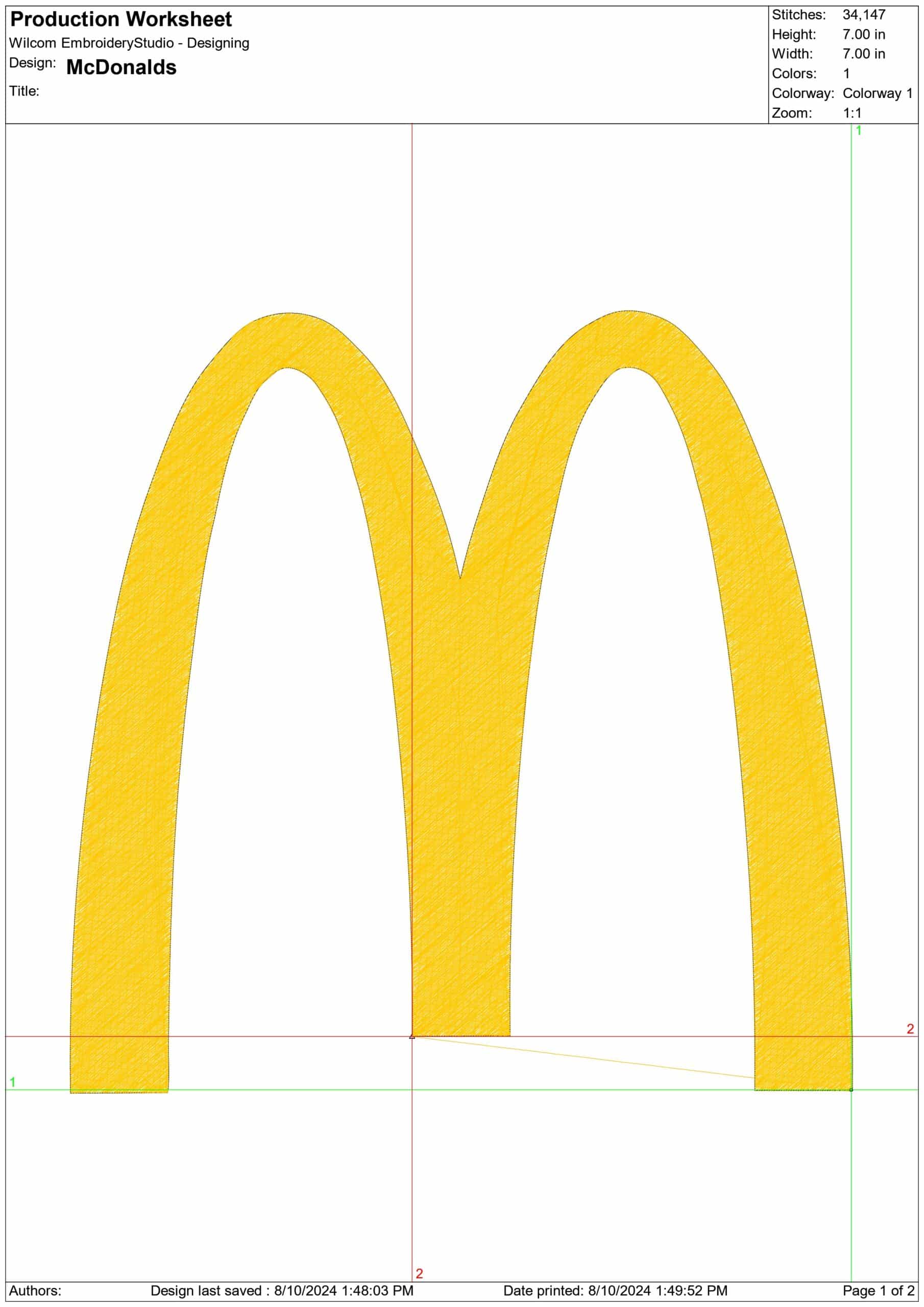 McDonalds- Elegant embroidery design file - instant download — view 3