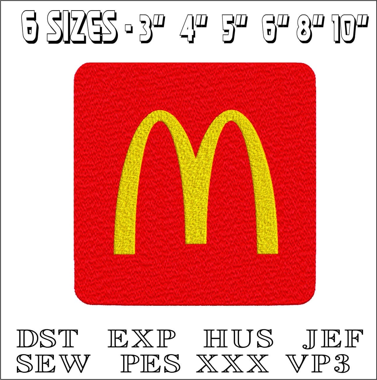 McDonalds in red - Elegant embroidery design file - instant download — view 2