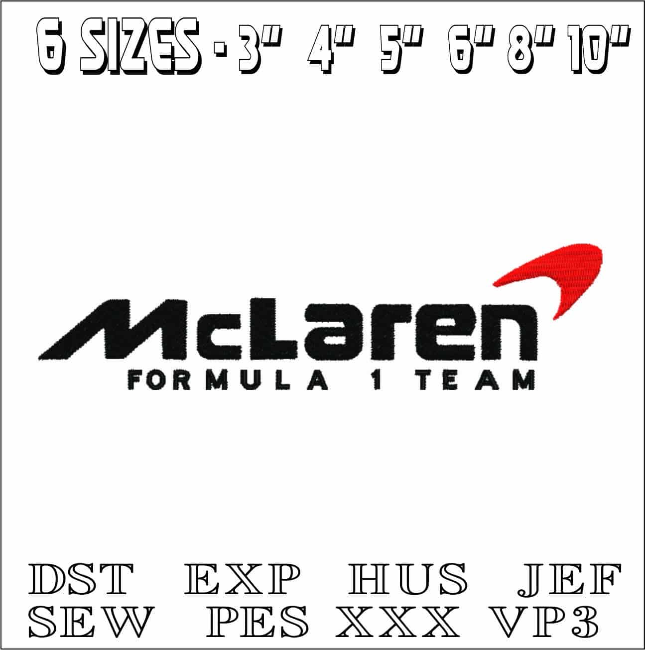 McLaren F1- Elegant embroidery design file - instant download — view 2