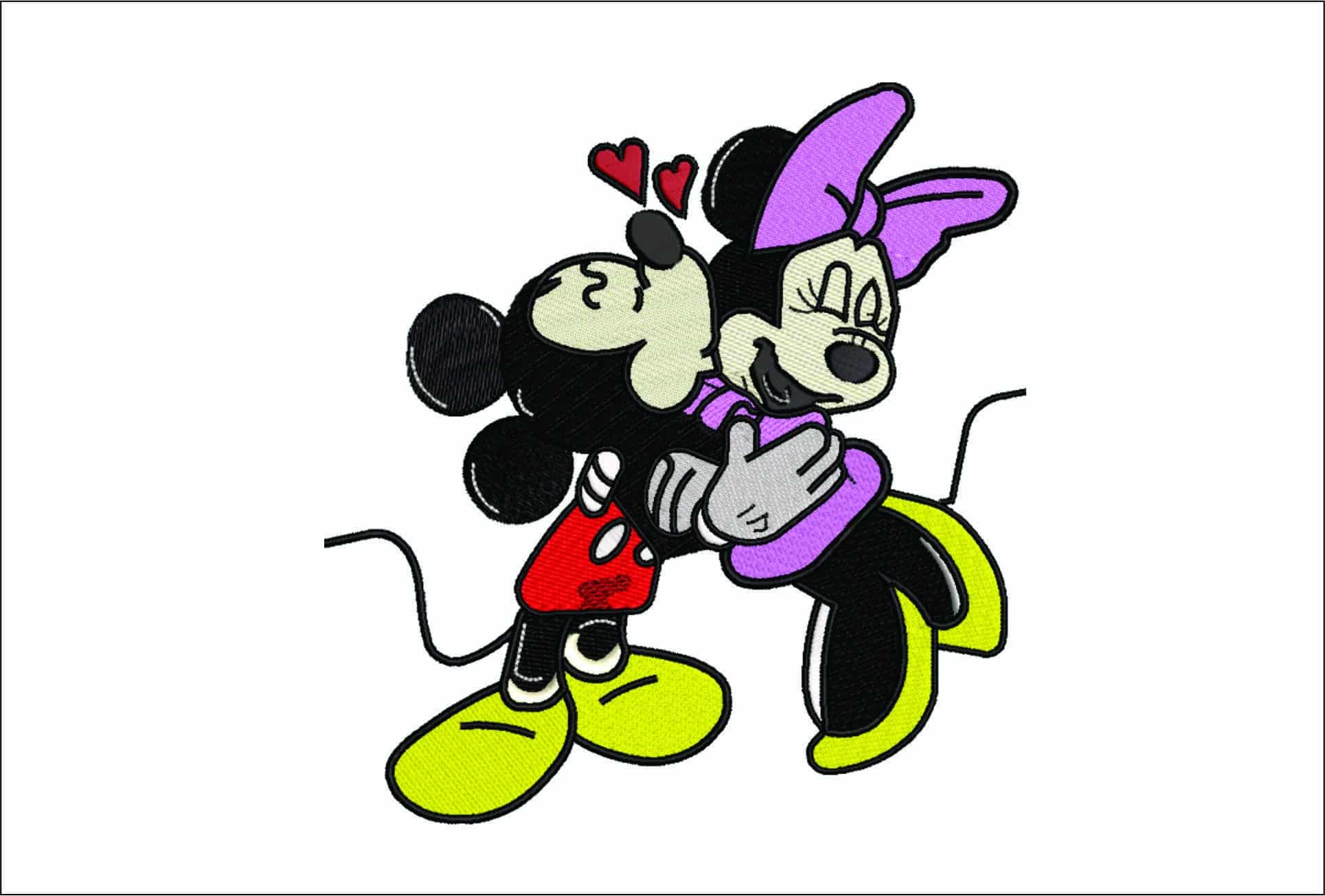 Mickey and Minnie- Elegant embroidery design file - instant download