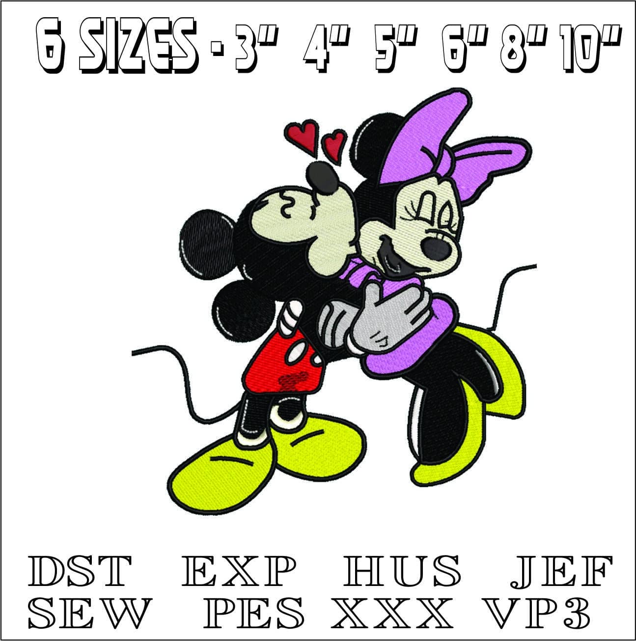 Mickey and Minnie- Elegant embroidery design file - instant download — view 2