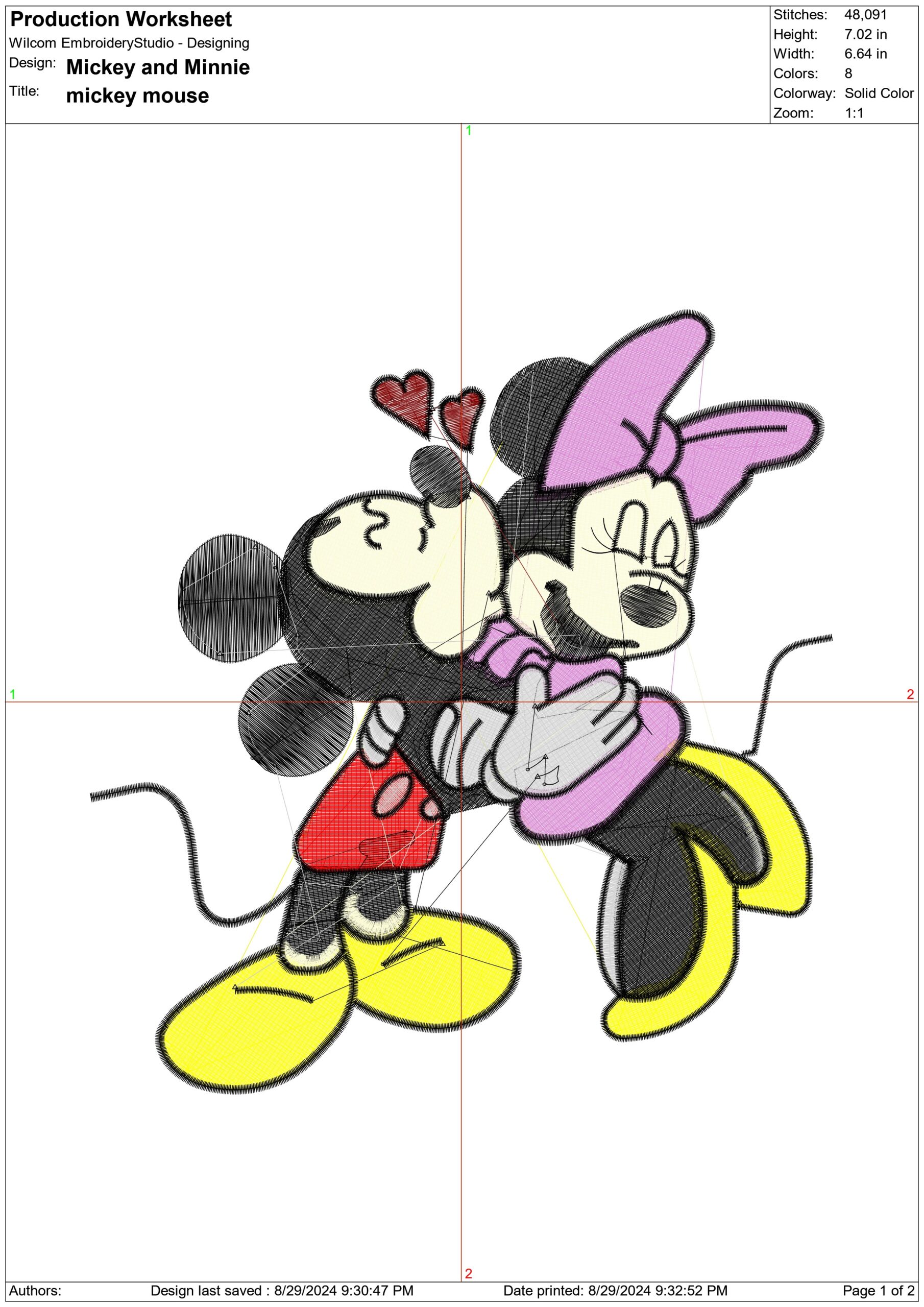Mickey and Minnie- Elegant embroidery design file - instant download — view 3