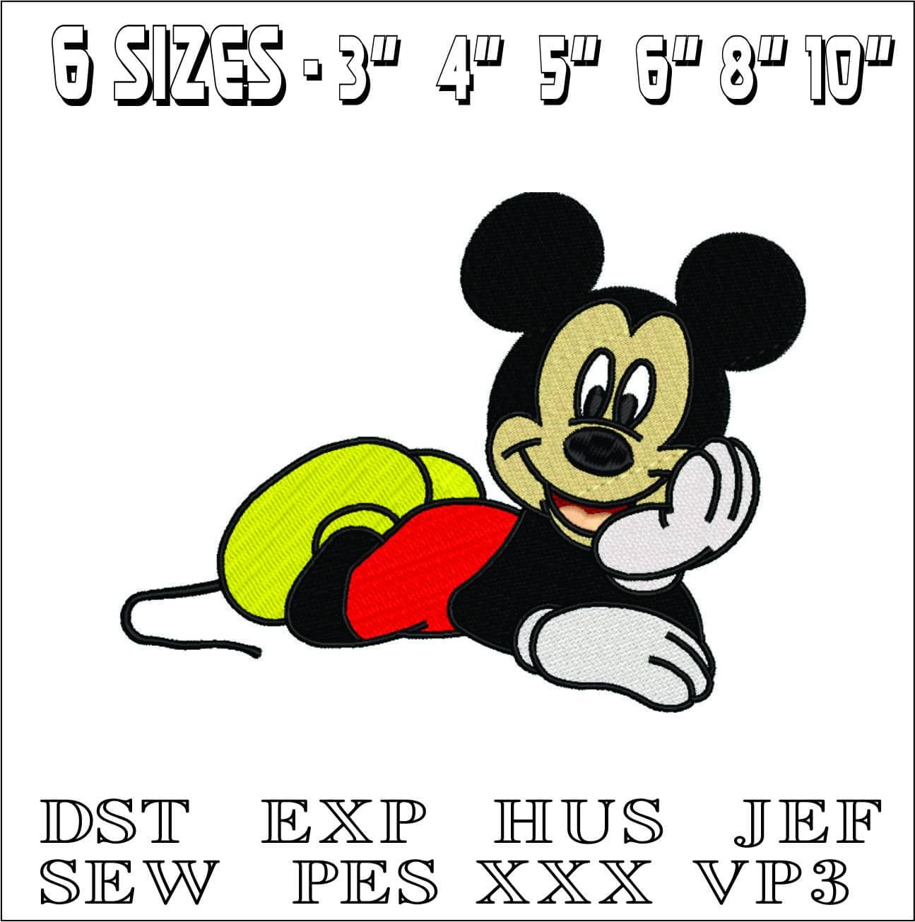 Mickey Lay Down- Elegant embroidery design file - instant download — view 2