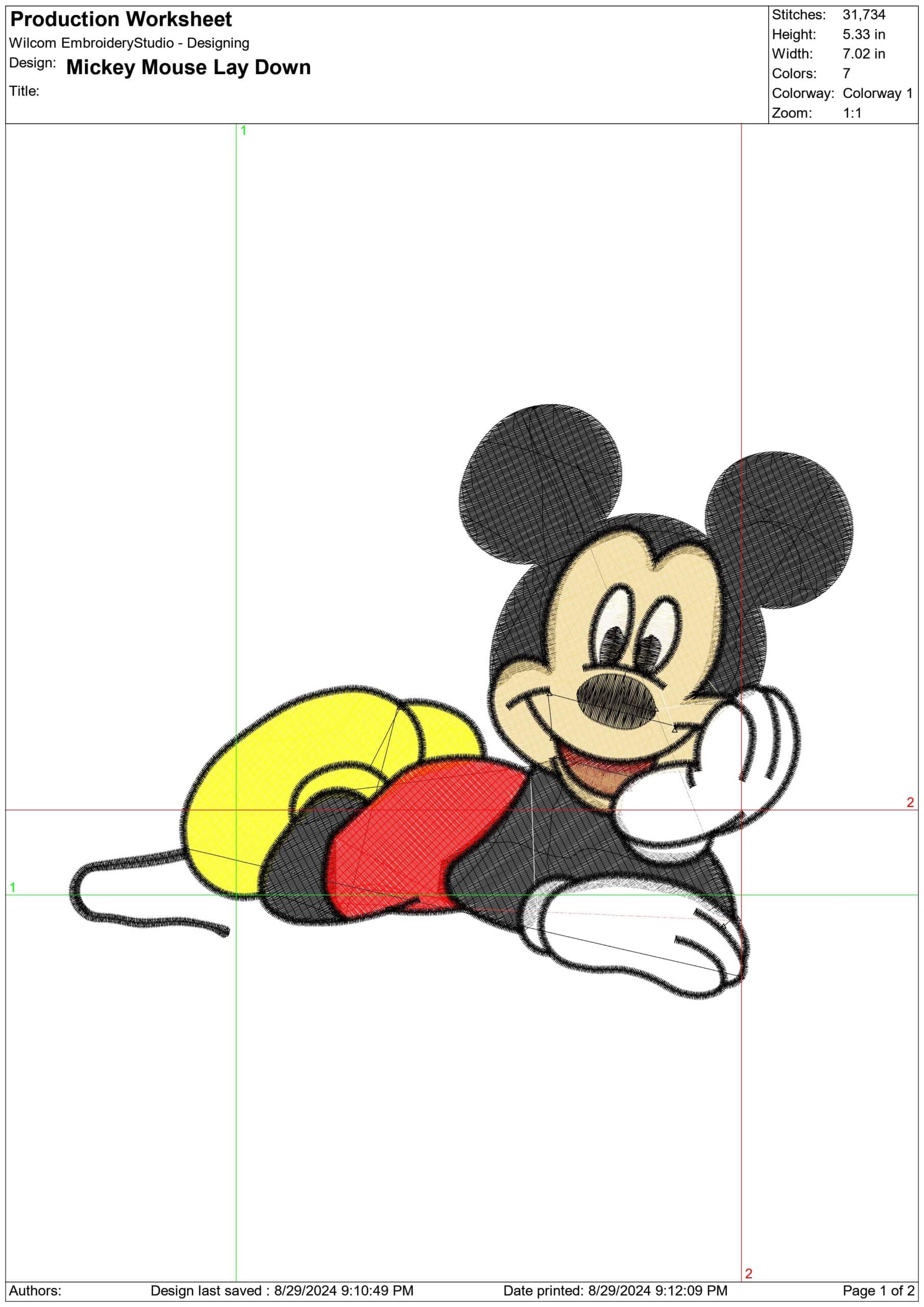 Mickey Lay Down- Elegant embroidery design file - instant download — view 4