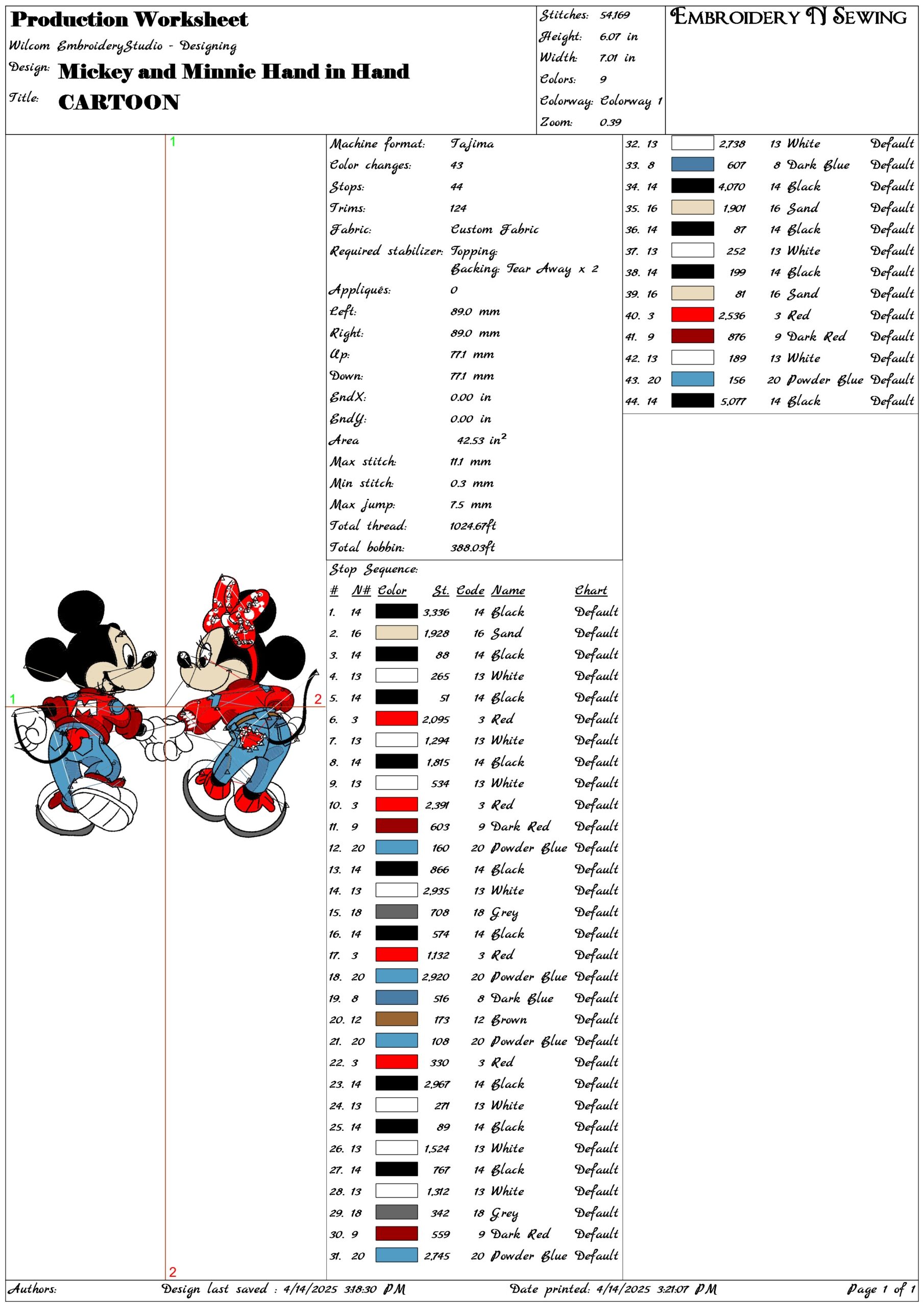 Mickey and Minnie Hand in Hand- Elegant embroidery design file - instant download — view 3