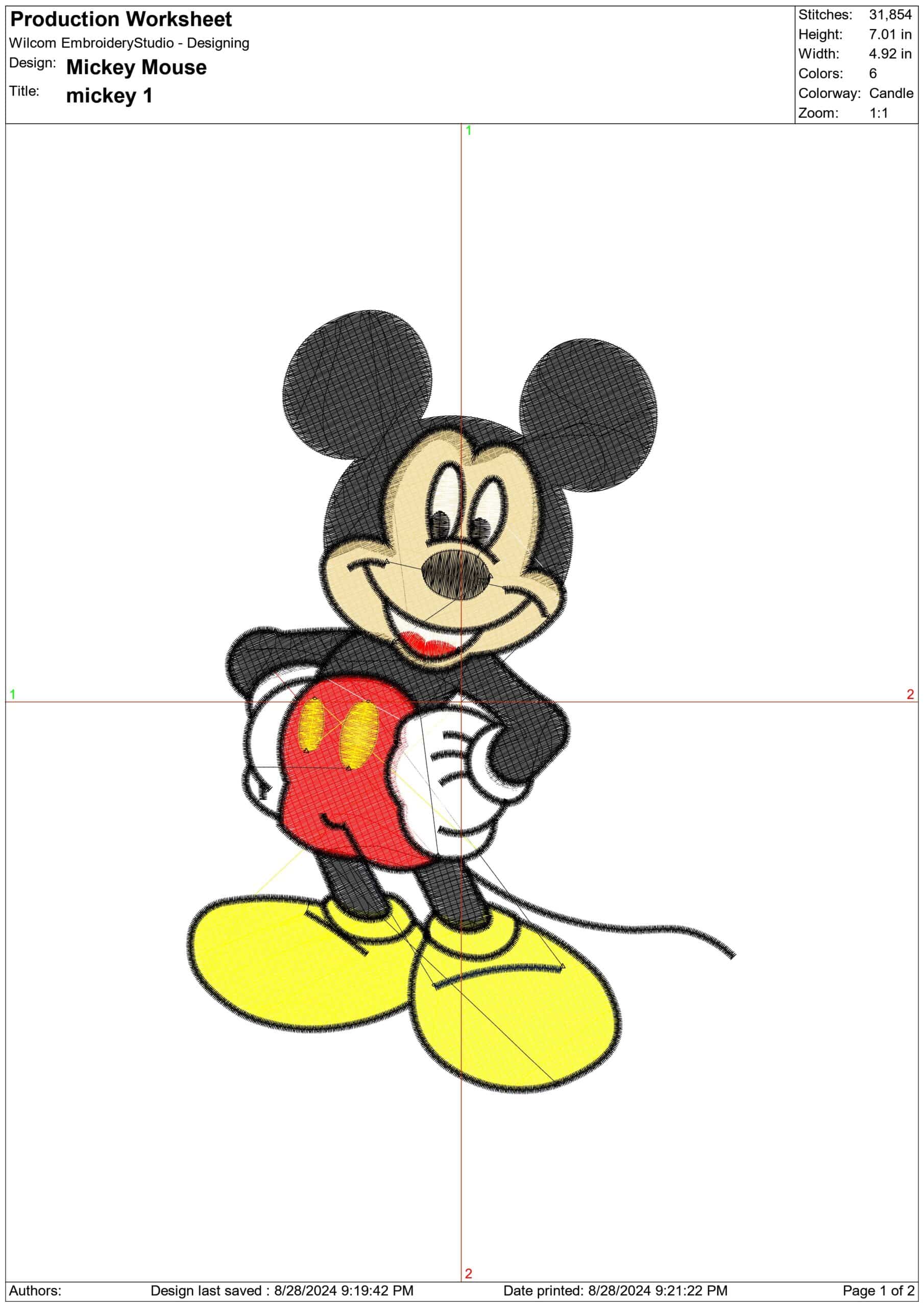 Mickey Mouse- Elegant embroidery design file - instant download — view 3