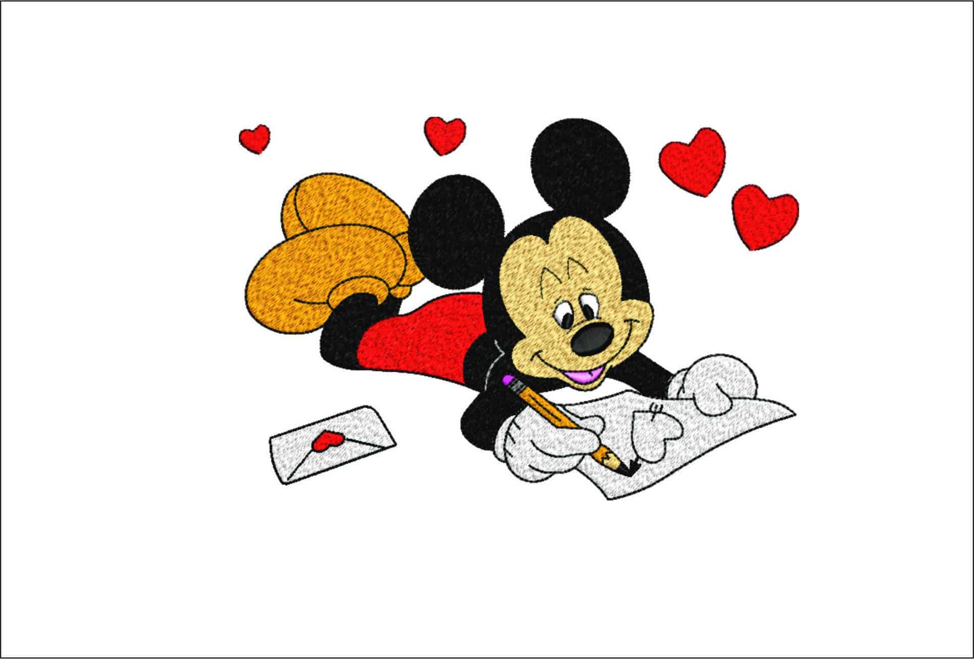 Mickey Mouse Valentine love letters- Elegant embroidery design file - instant download
