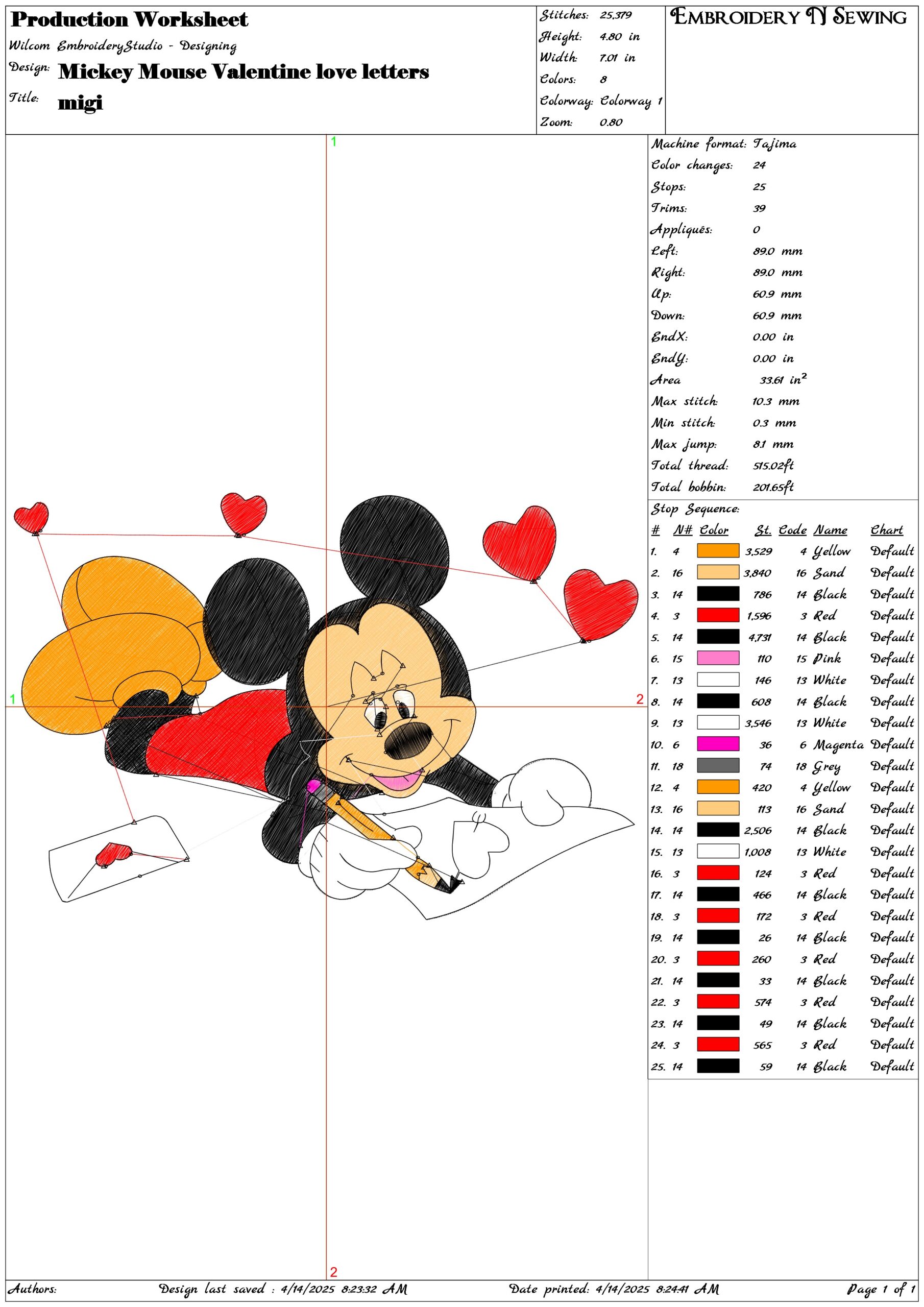 Mickey Mouse Valentine love letters- Elegant embroidery design file - instant download — view 3