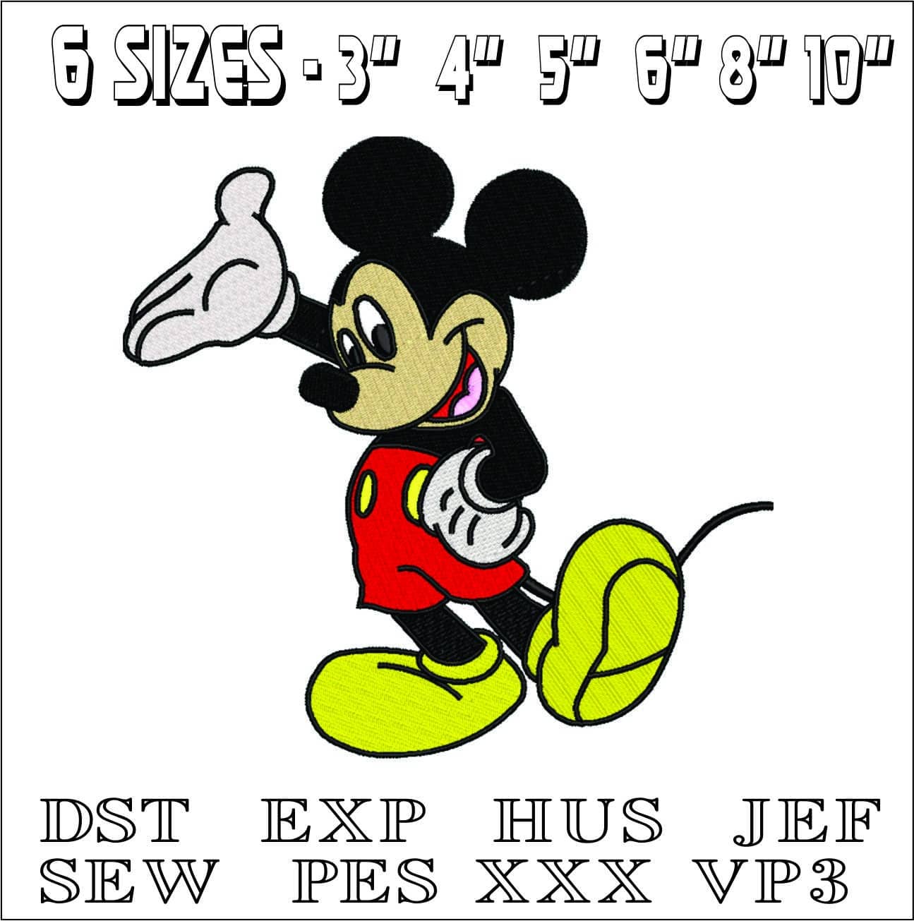 Mickey Wave- Elegant embroidery design file - instant download — view 2