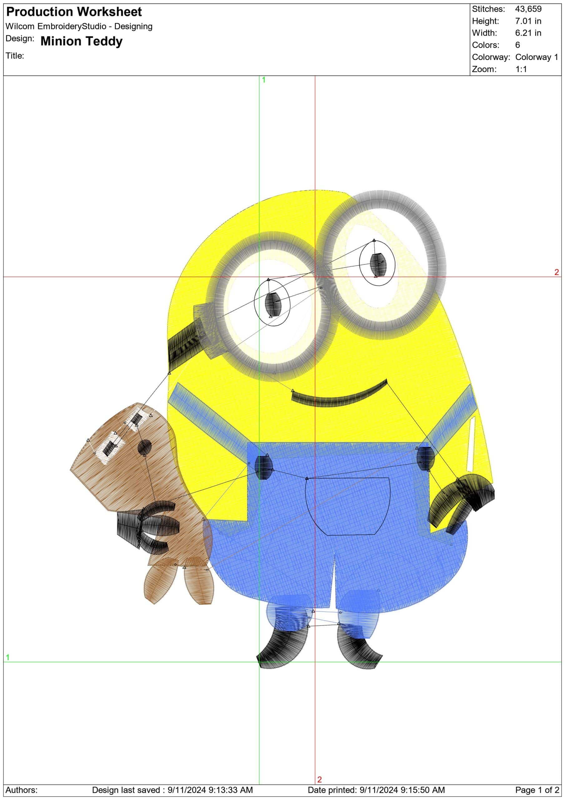 Minion Teddy- Elegant embroidery design file - instant download — view 4