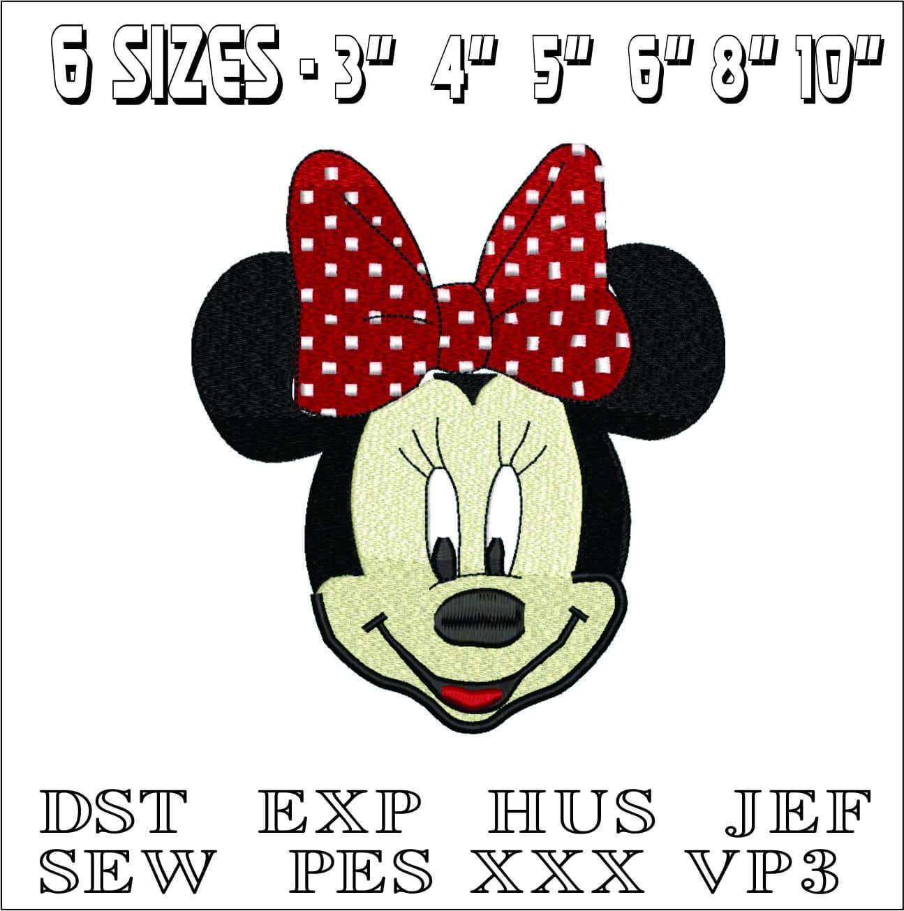 Minnie Head- Elegant embroidery design file - instant download — view 2