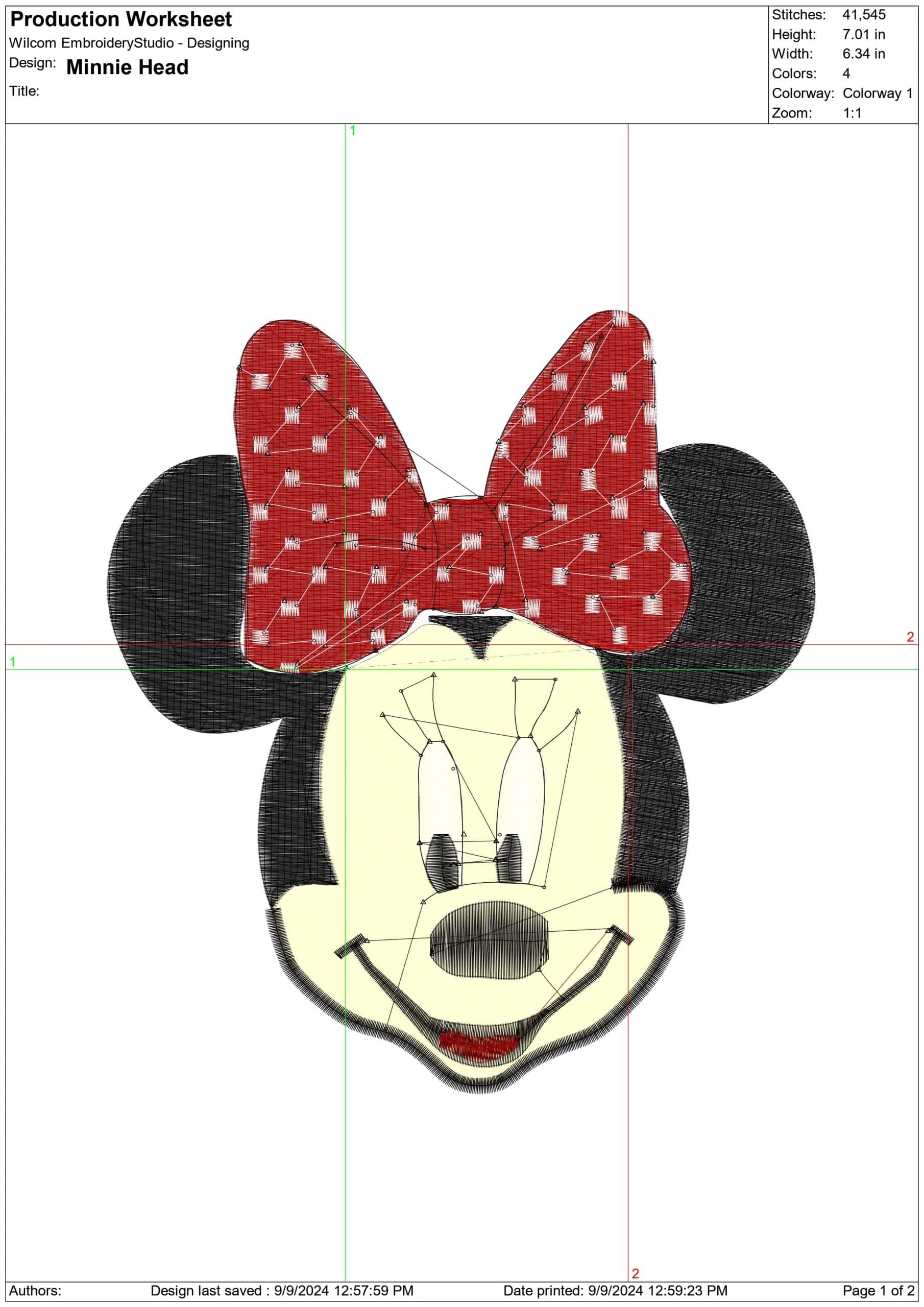 Minnie Head- Elegant embroidery design file - instant download — view 4