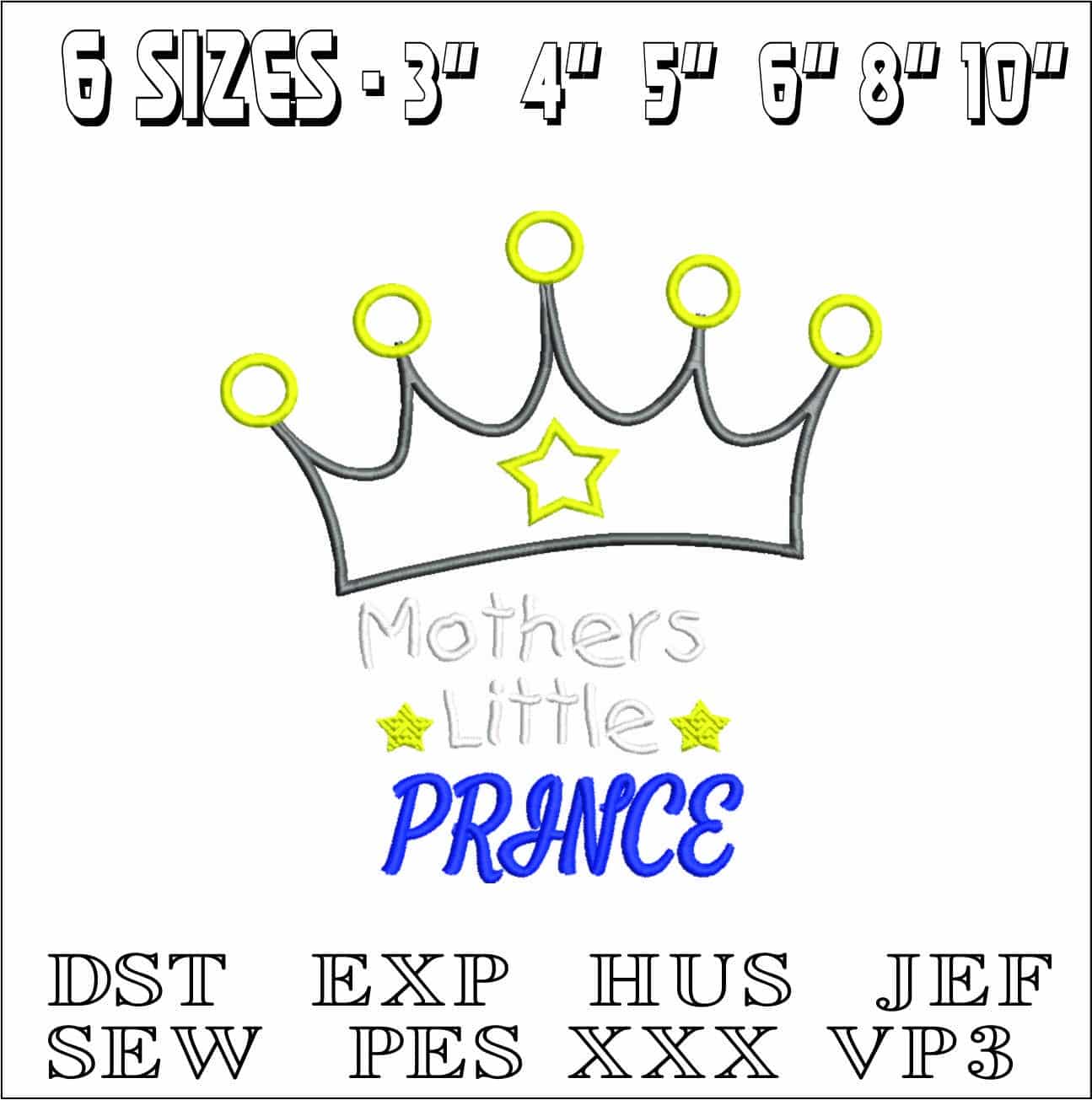 Mothers Little Prince- Elegant embroidery design file - instant download — view 2