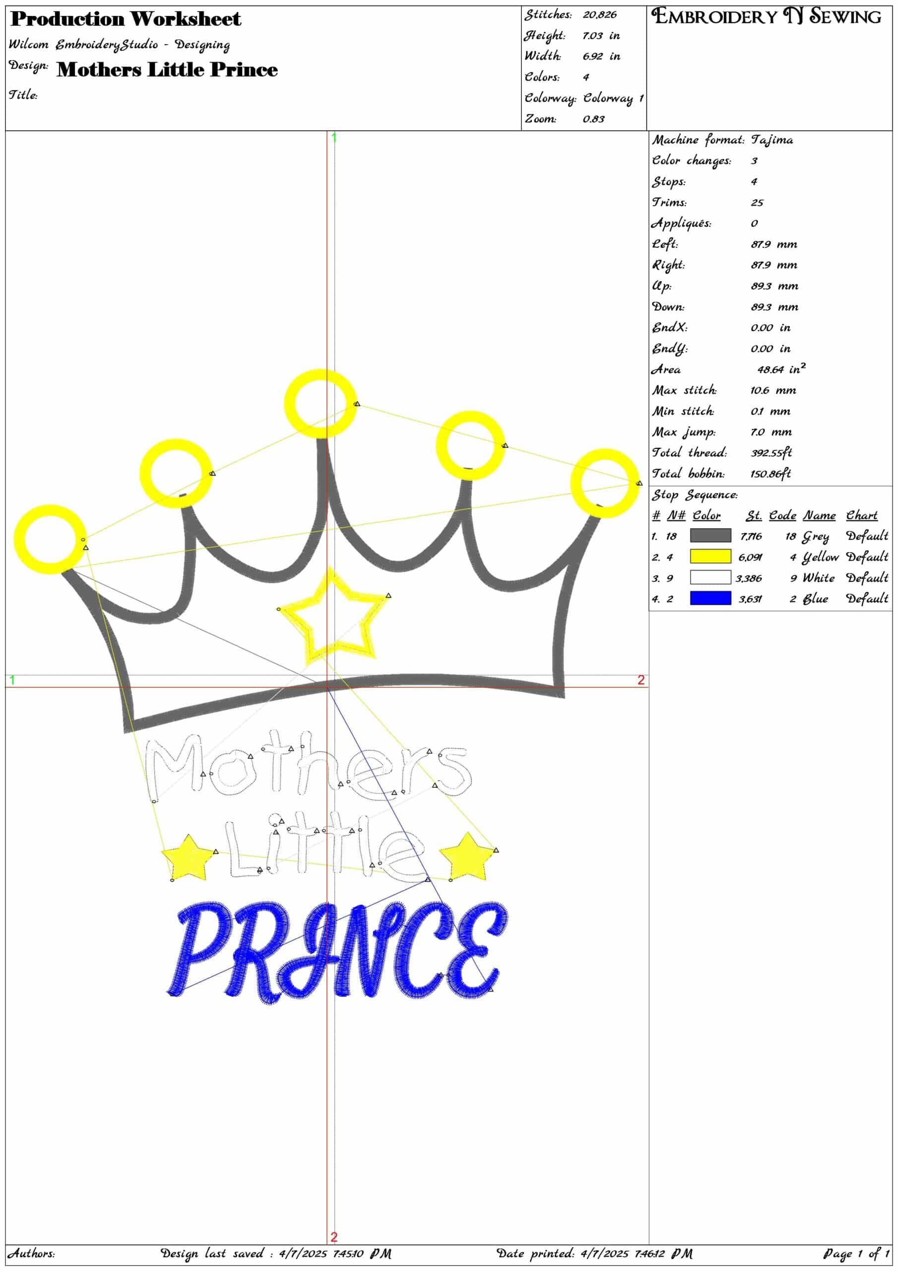 Mothers Little Prince- Elegant embroidery design file - instant download — view 3