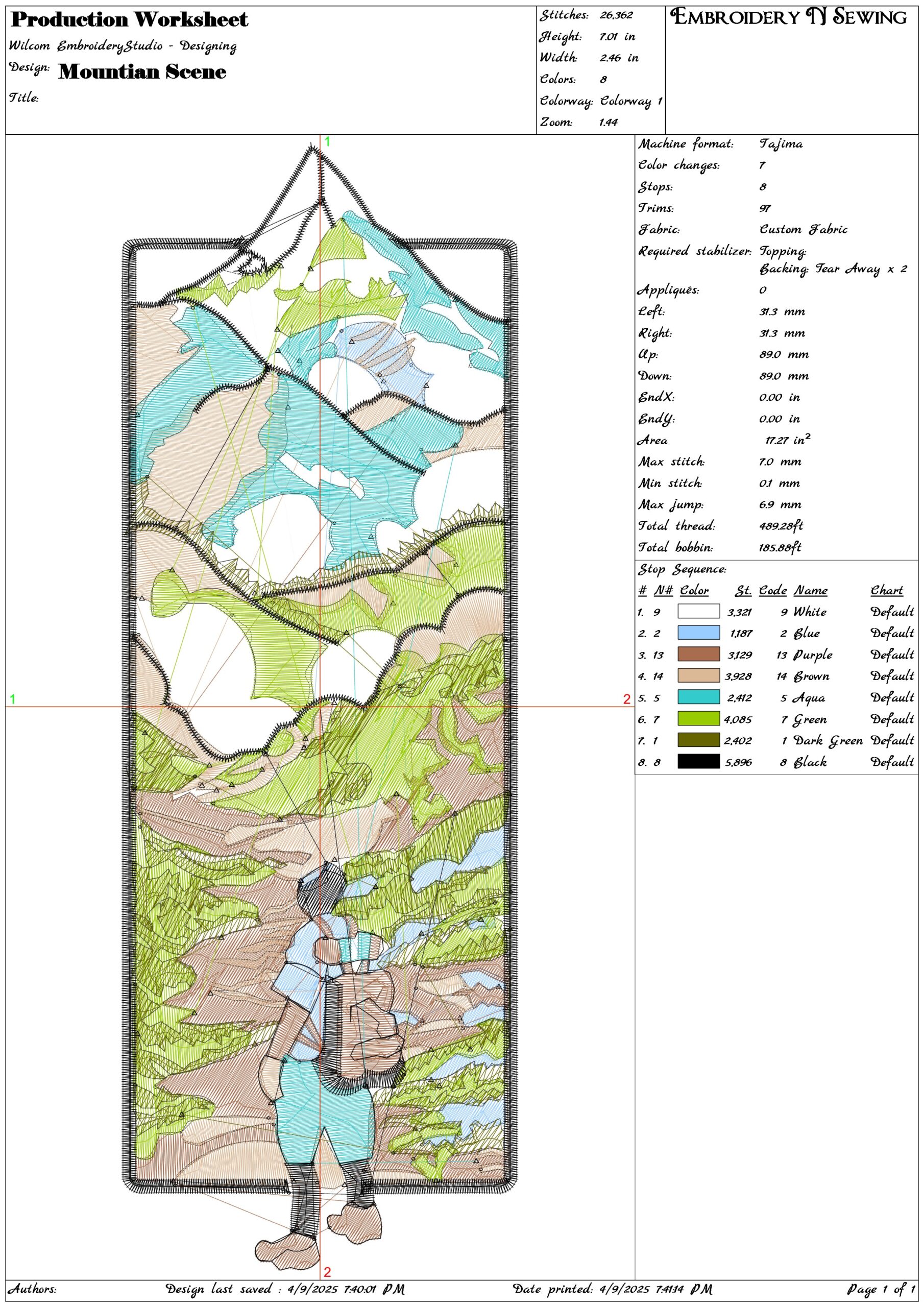 Mountain Scene- Elegant embroidery design file - instant download — view 3