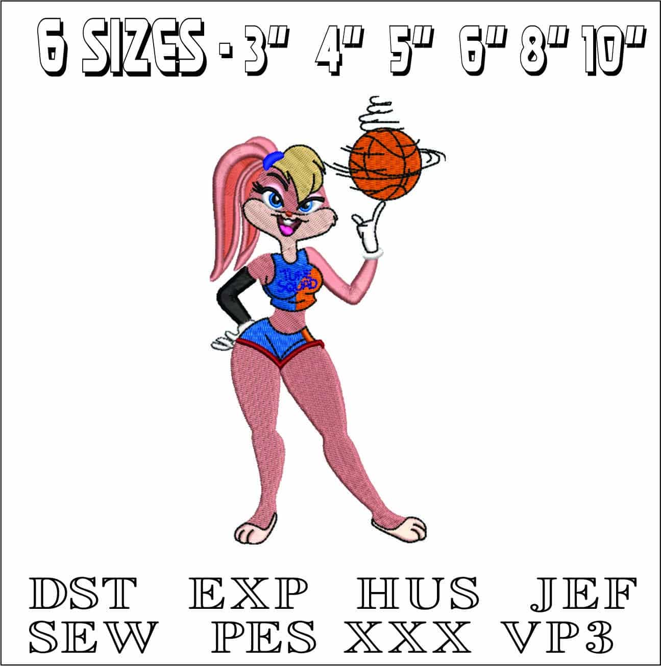 Ms Buggs Space Jam- Elegant embroidery design file - instant download — view 2