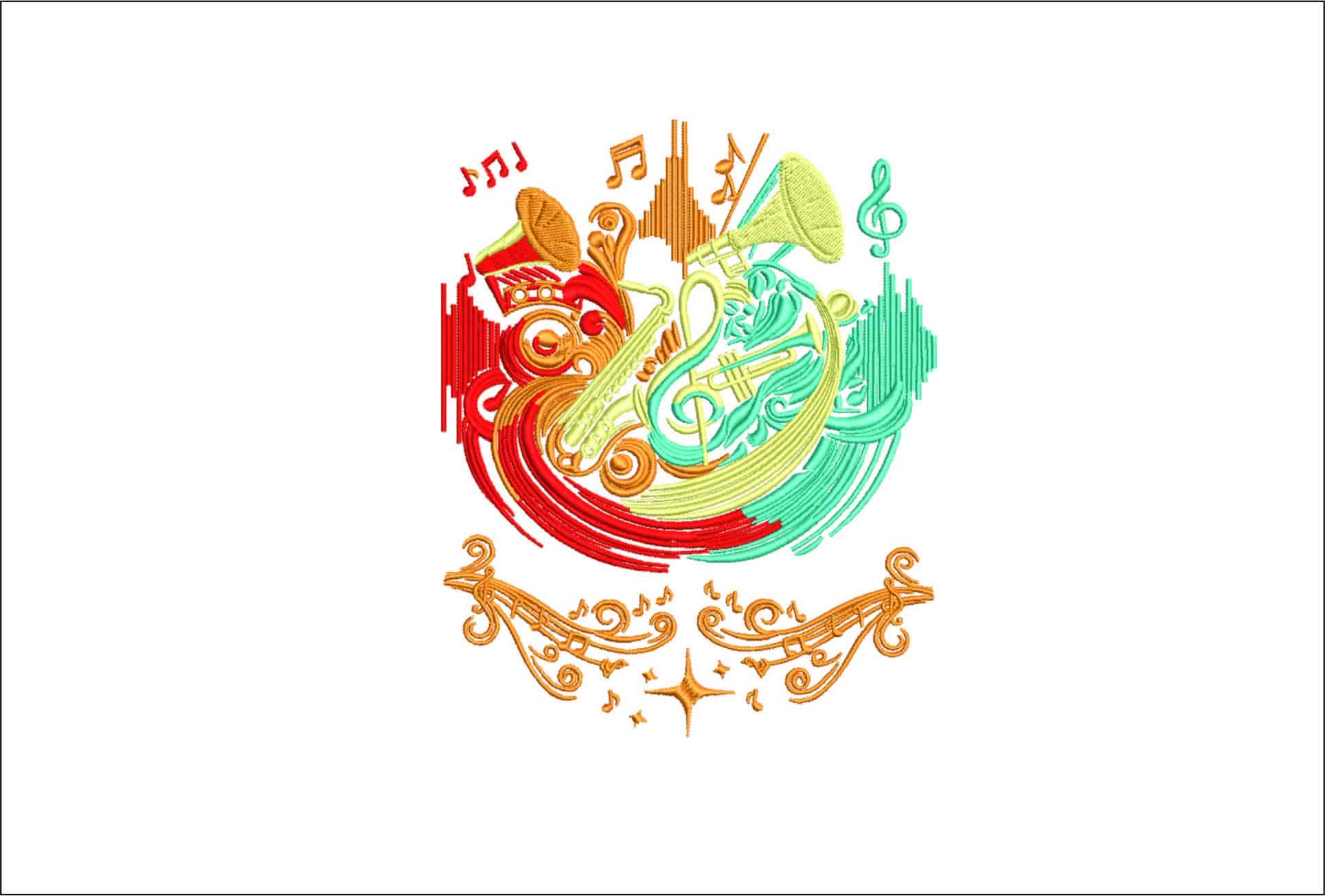 Music Band- Elegant embroidery design file - instant download