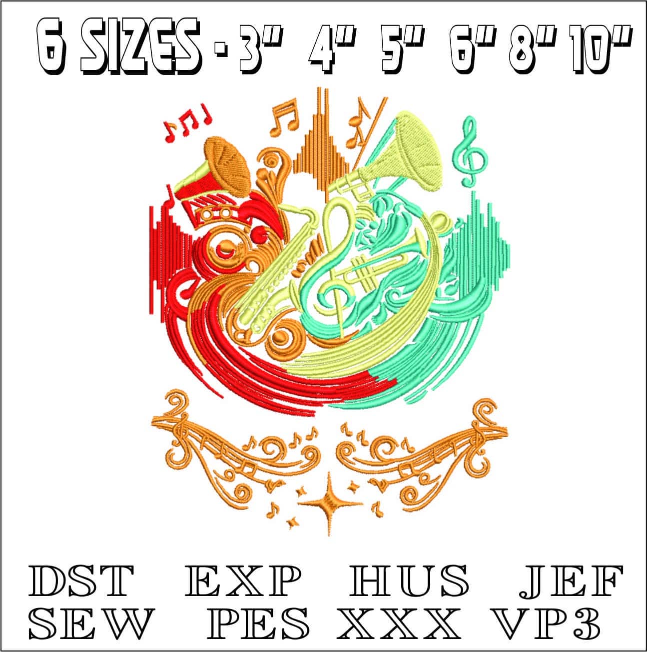 Music Band- Elegant embroidery design file - instant download — view 2