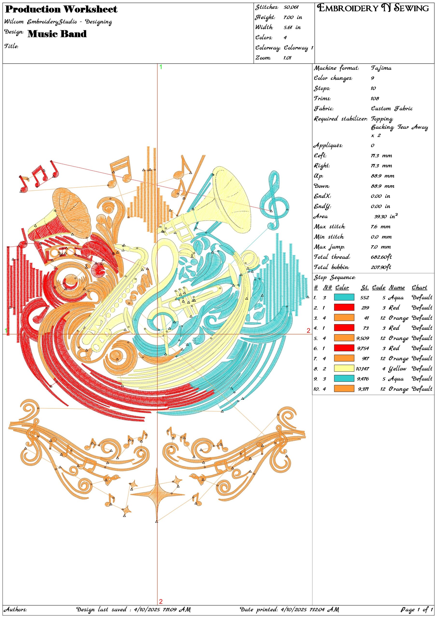 Music Band- Elegant embroidery design file - instant download — view 3