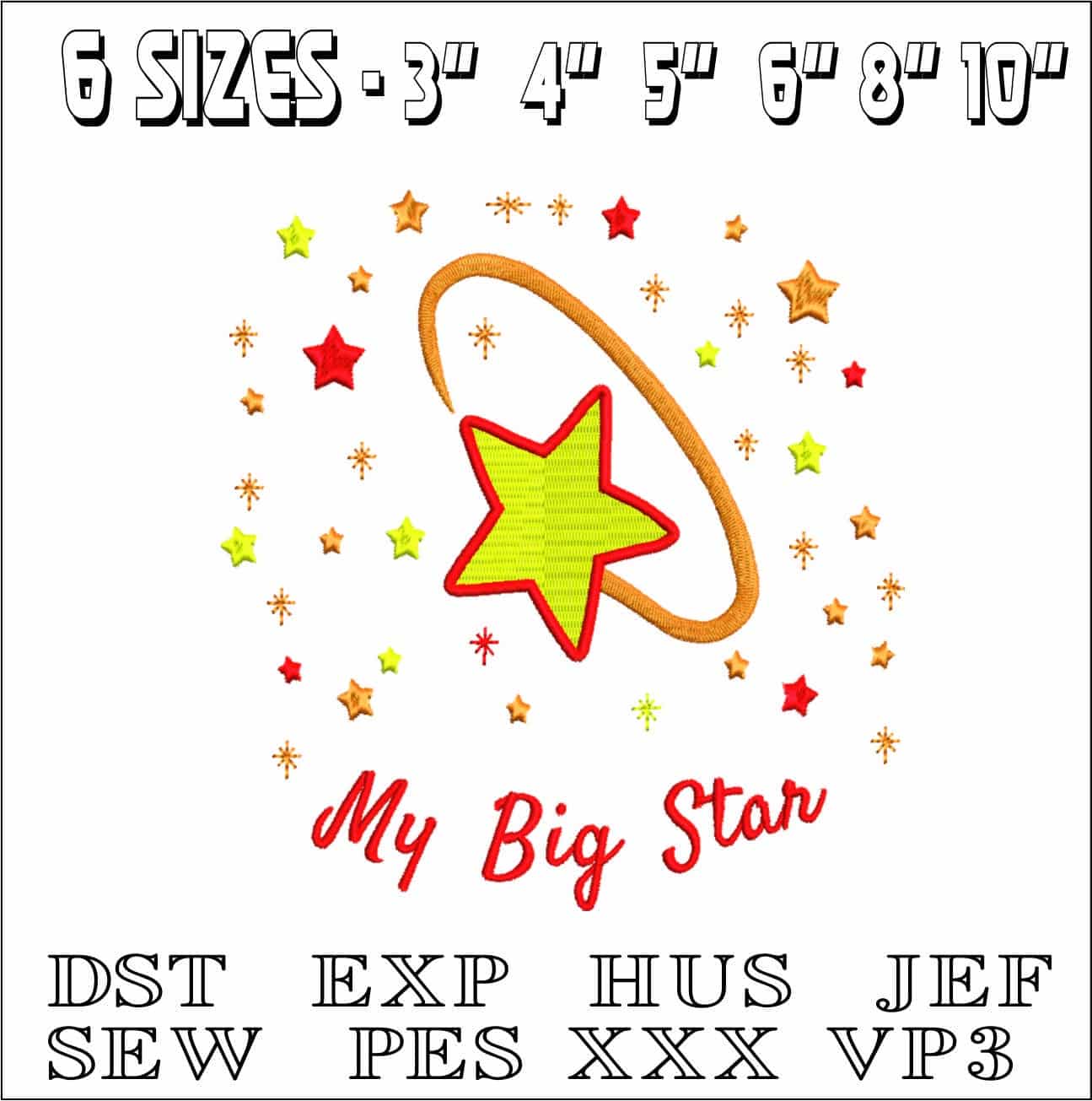 My Big Star- Elegant embroidery design file - instant download — view 2