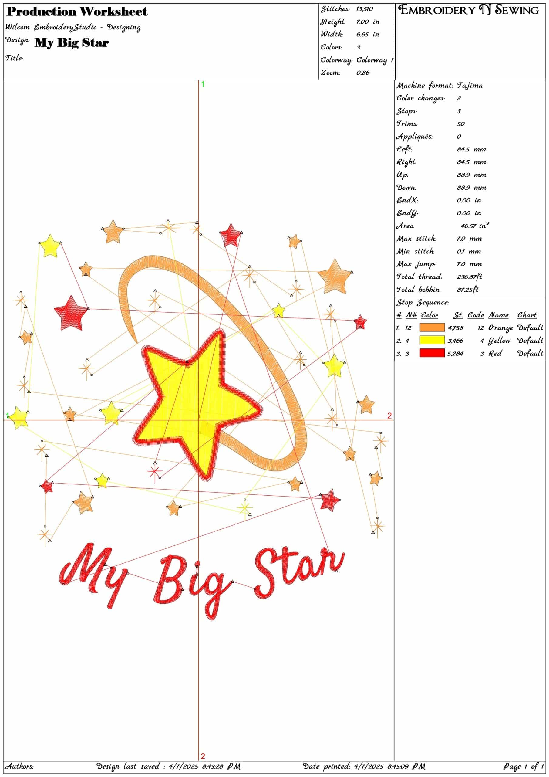 My Big Star- Elegant embroidery design file - instant download — view 3