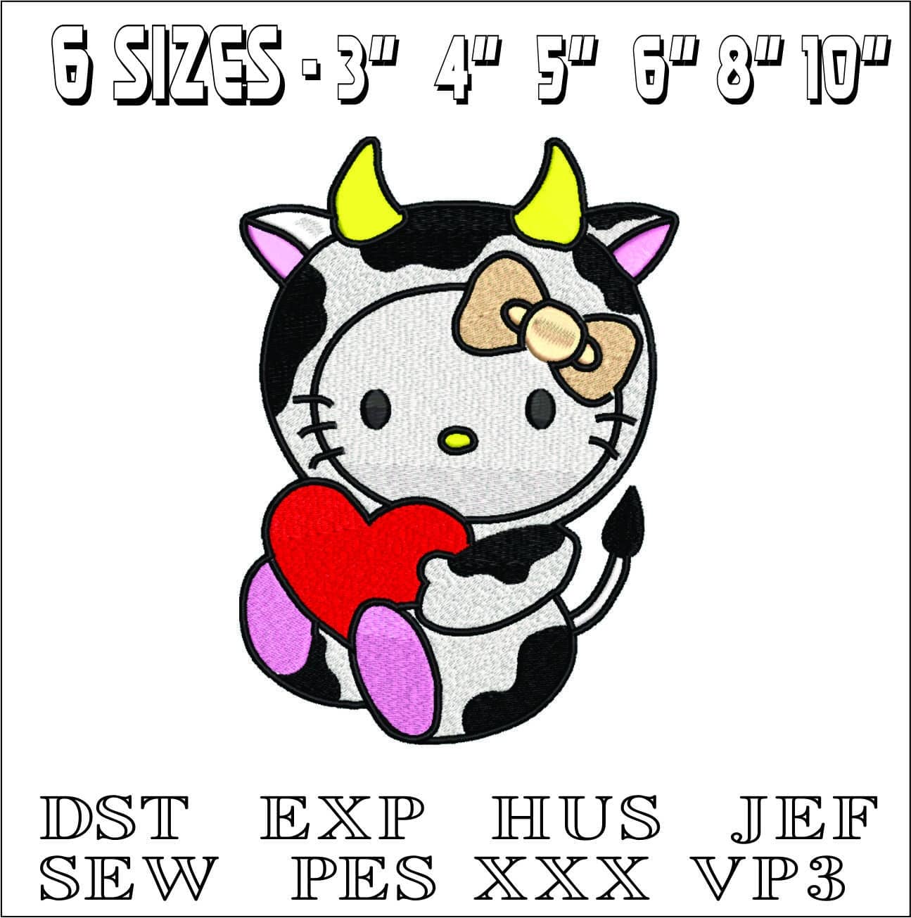 My Melody Cow Heart- Elegant embroidery design file - instant download — view 2