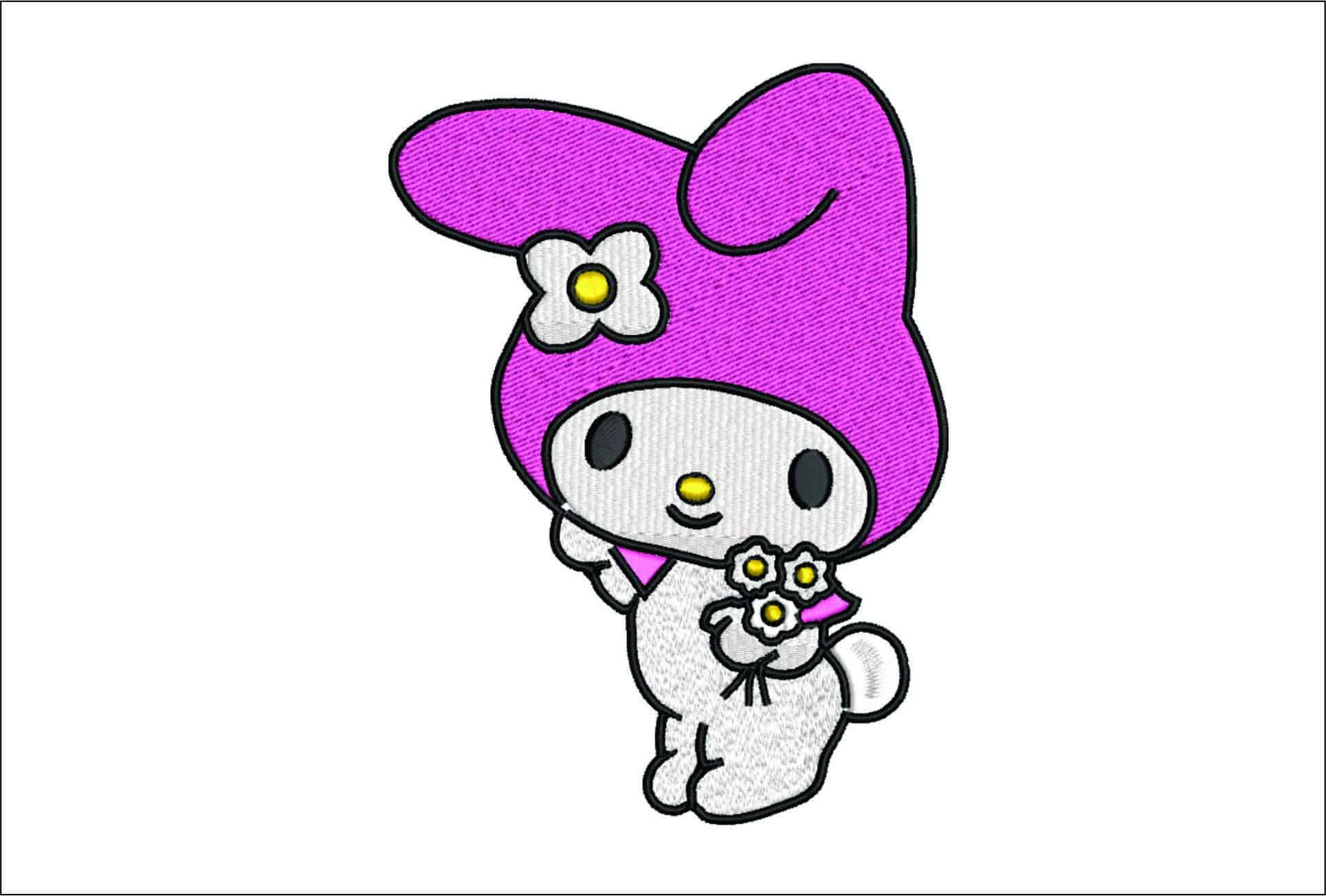 My Melody Flowers- Elegant embroidery design file - instant download