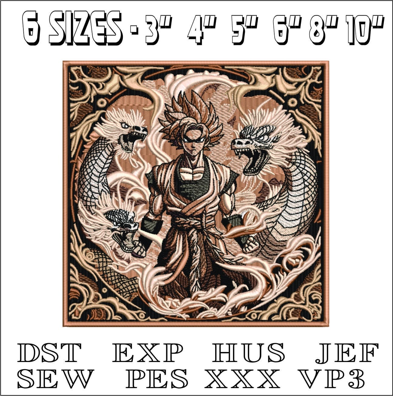 Naurato with Dragons- Elegant embroidery design file - instant download — view 2