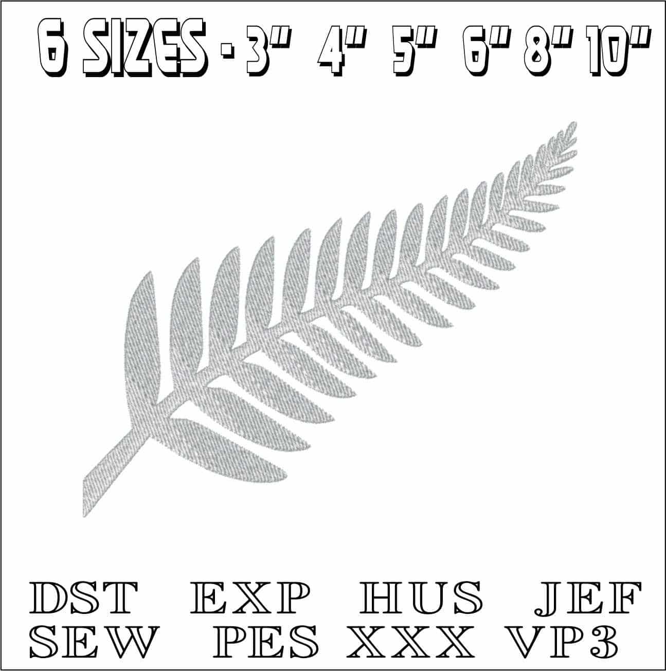 New Zealand Fern- Elegant embroidery design file - instant download — view 2