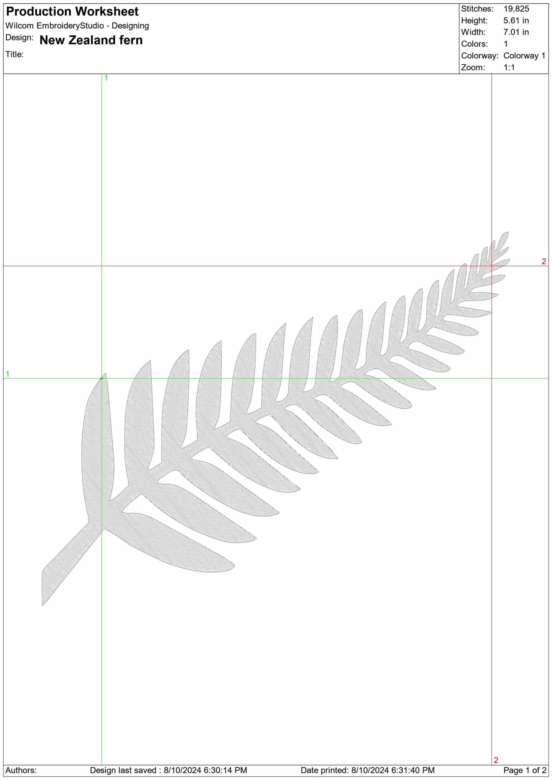 New Zealand Fern- Elegant embroidery design file - instant download — view 3