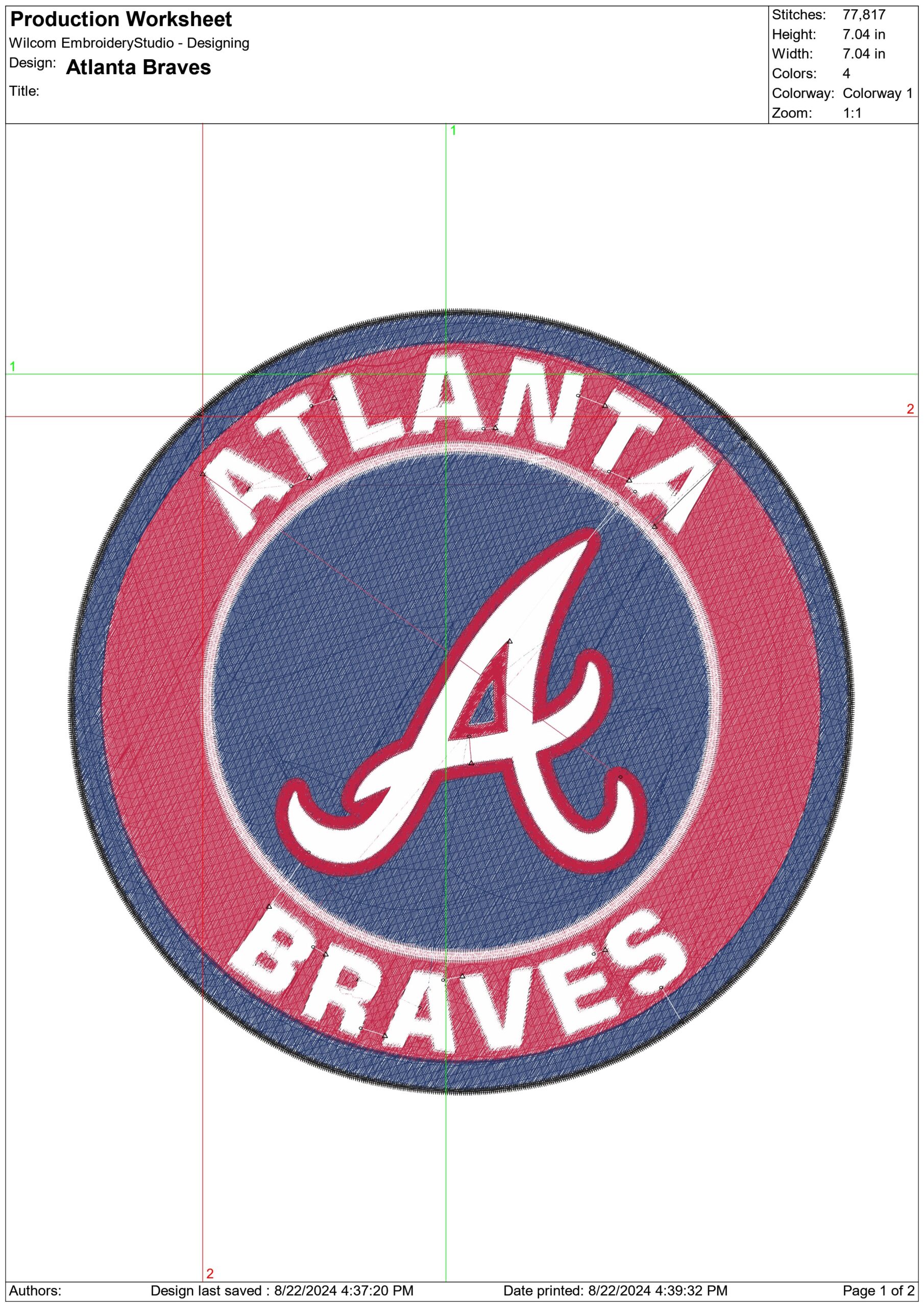 Atlanta Braves- Elegant embroidery design file - instant download — view 3