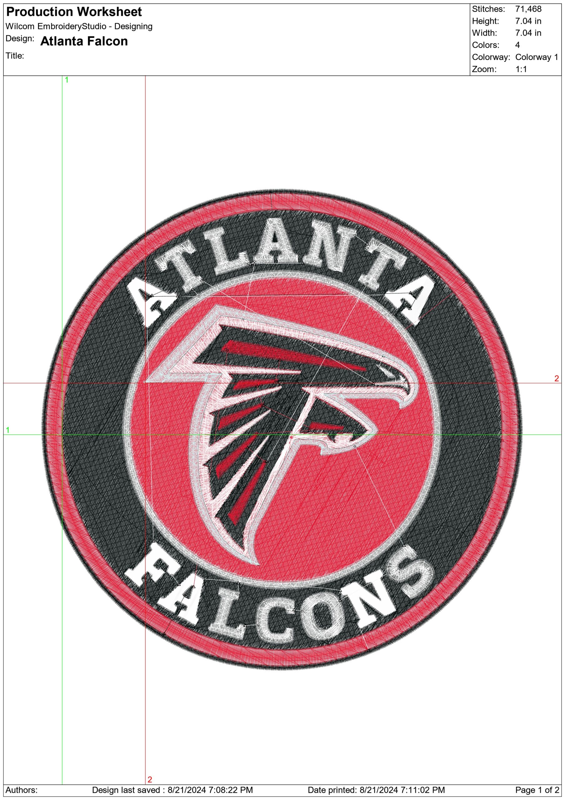 Atlanta Falcon- Elegant embroidery design file - instant download — view 3