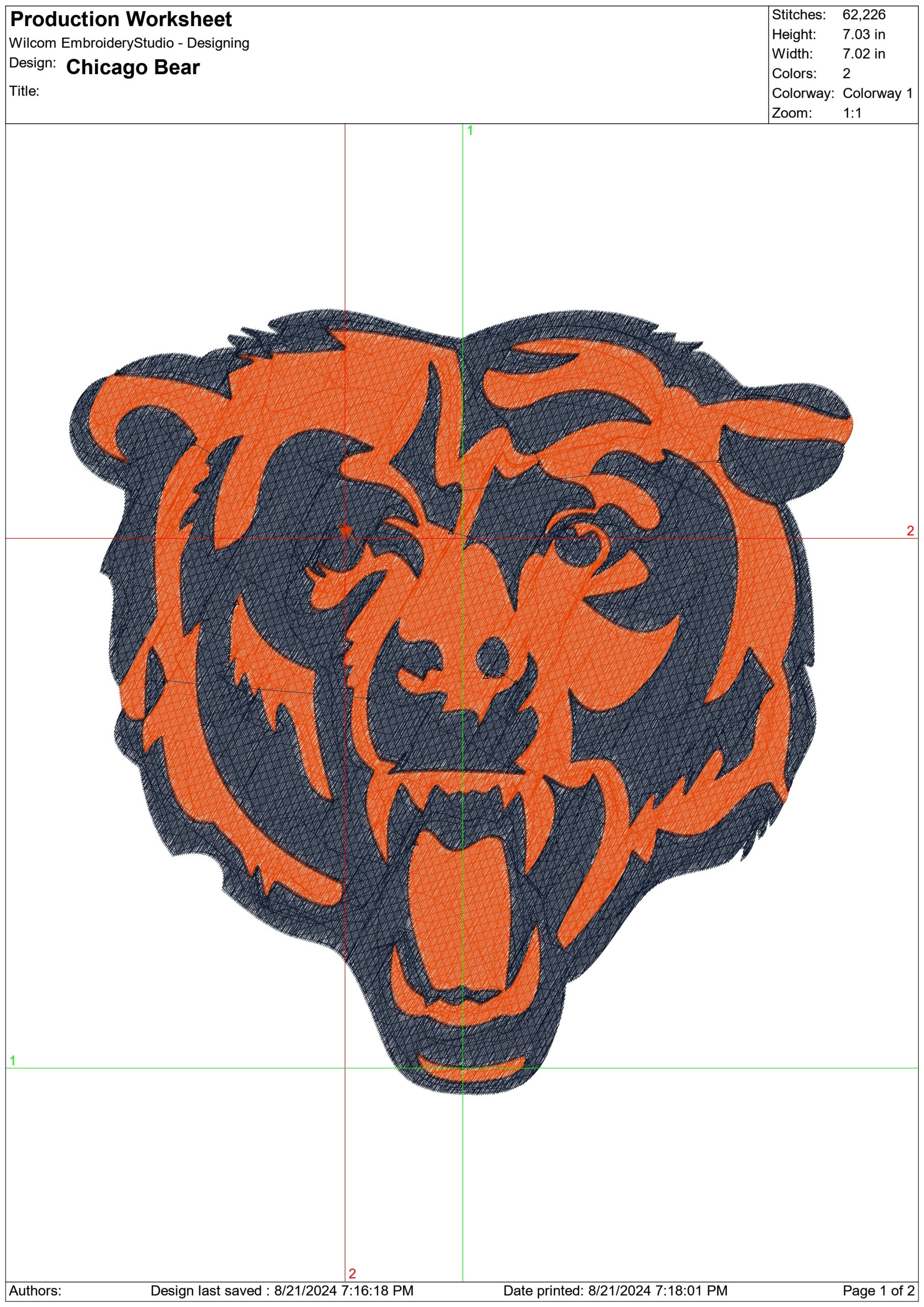 Chicago Bear- Elegant embroidery design file - instant download — view 3