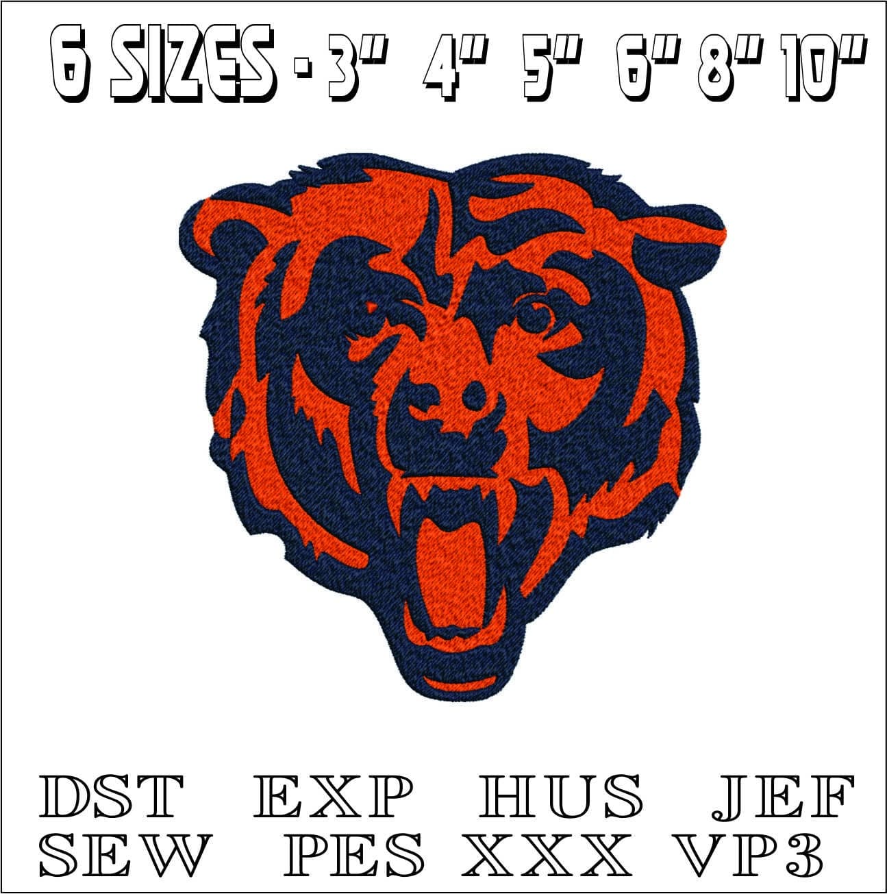 Chicago Bear- Elegant embroidery design file - instant download — view 2