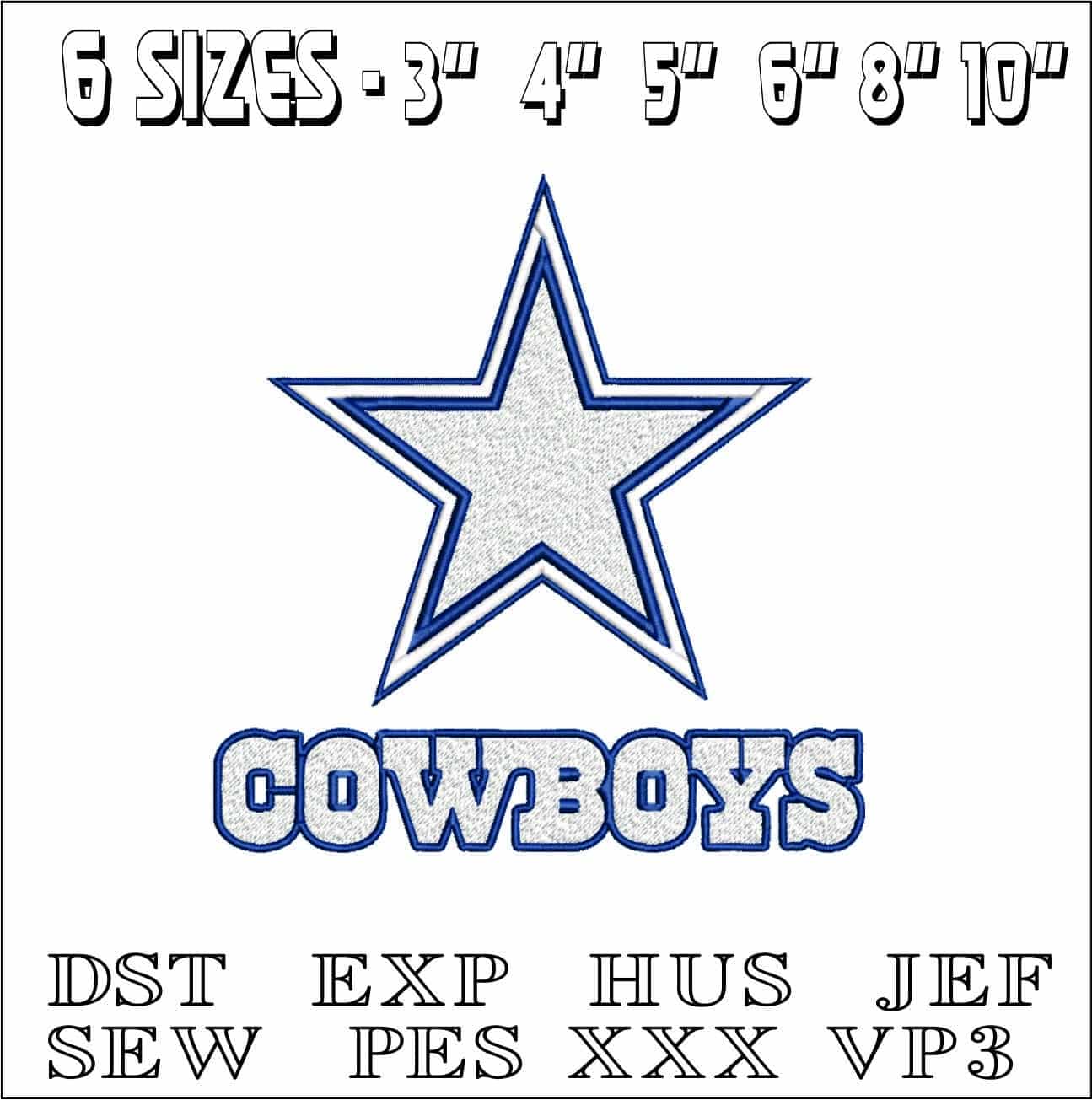 Cowboys- Elegant embroidery design file - instant download — view 2