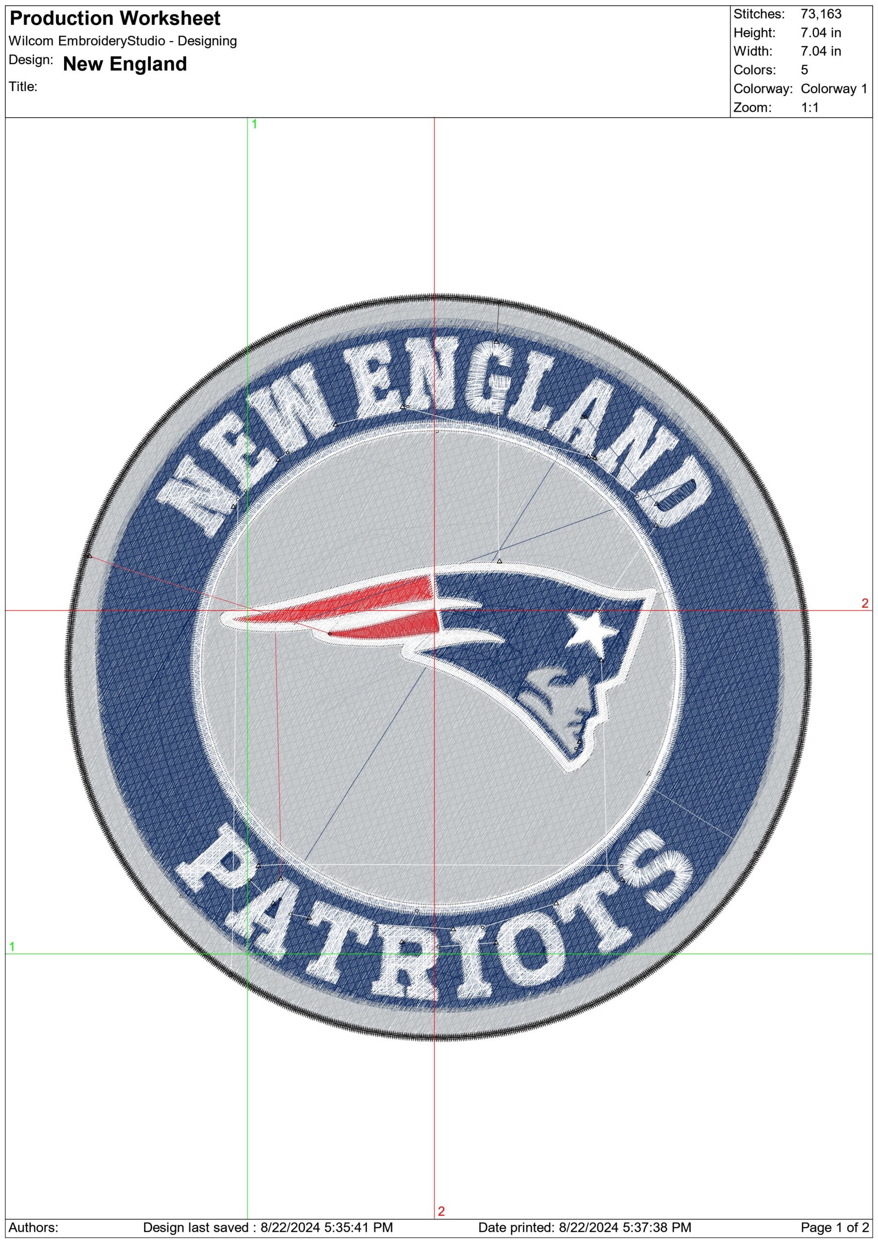 NFL New England- Elegant embroidery design file - instant download — view 3
