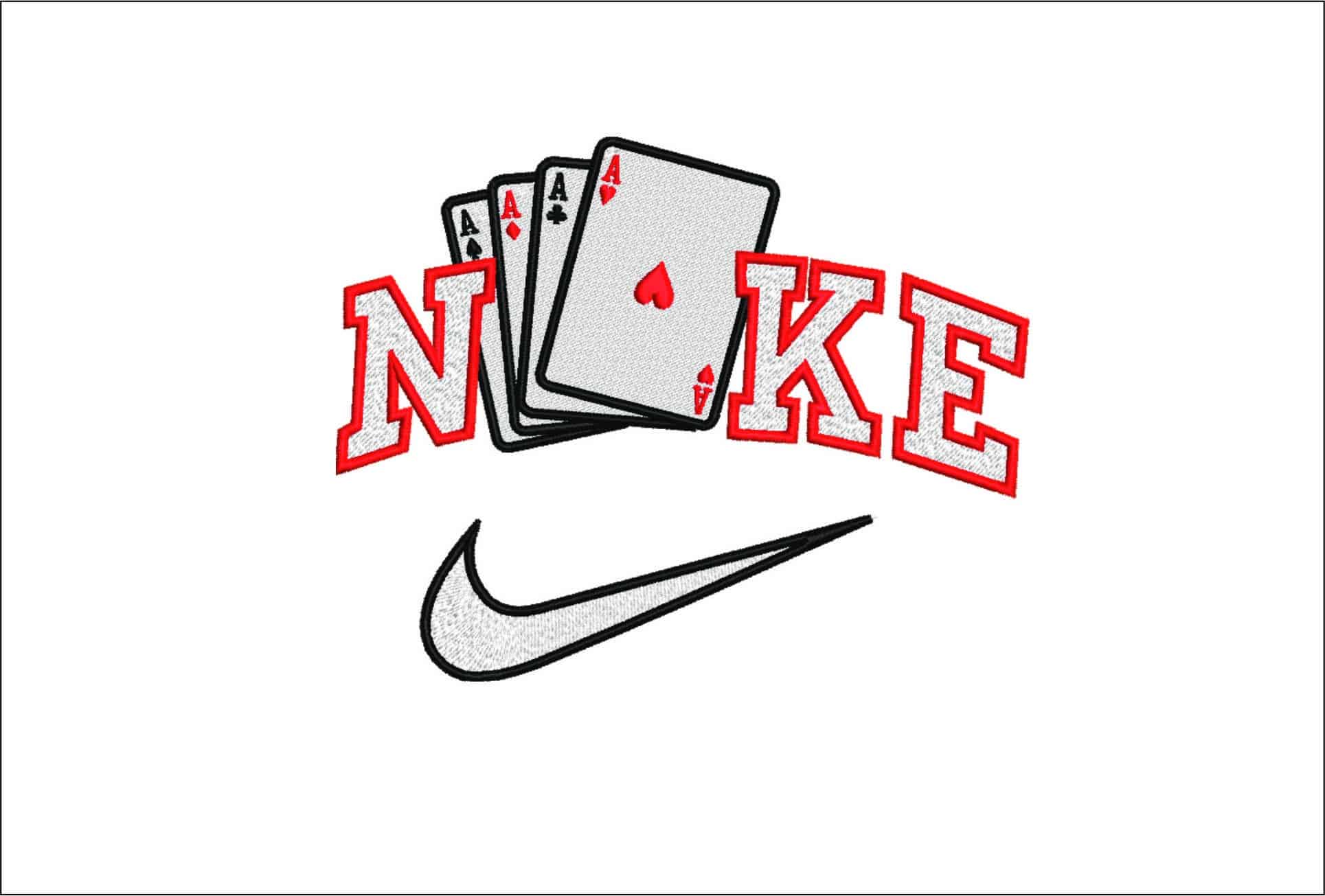 Nike 4 Aces- Elegant embroidery design file - instant download