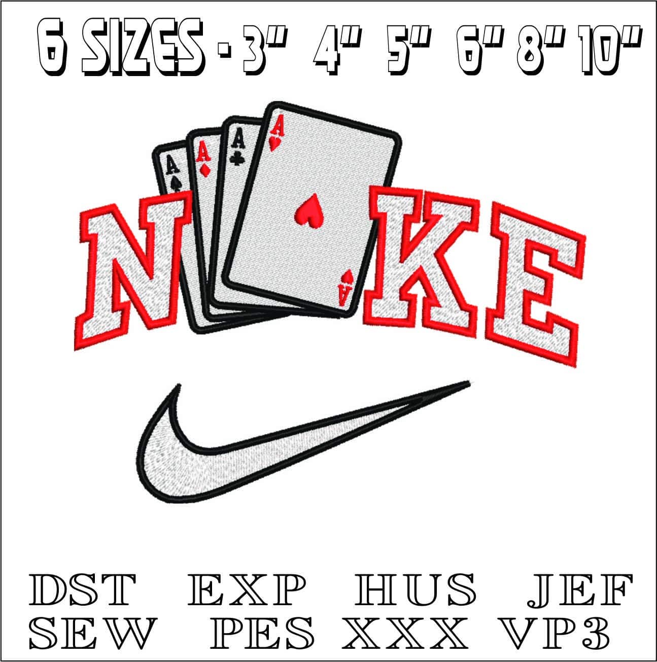 Nike 4 Aces- Elegant embroidery design file - instant download — view 2