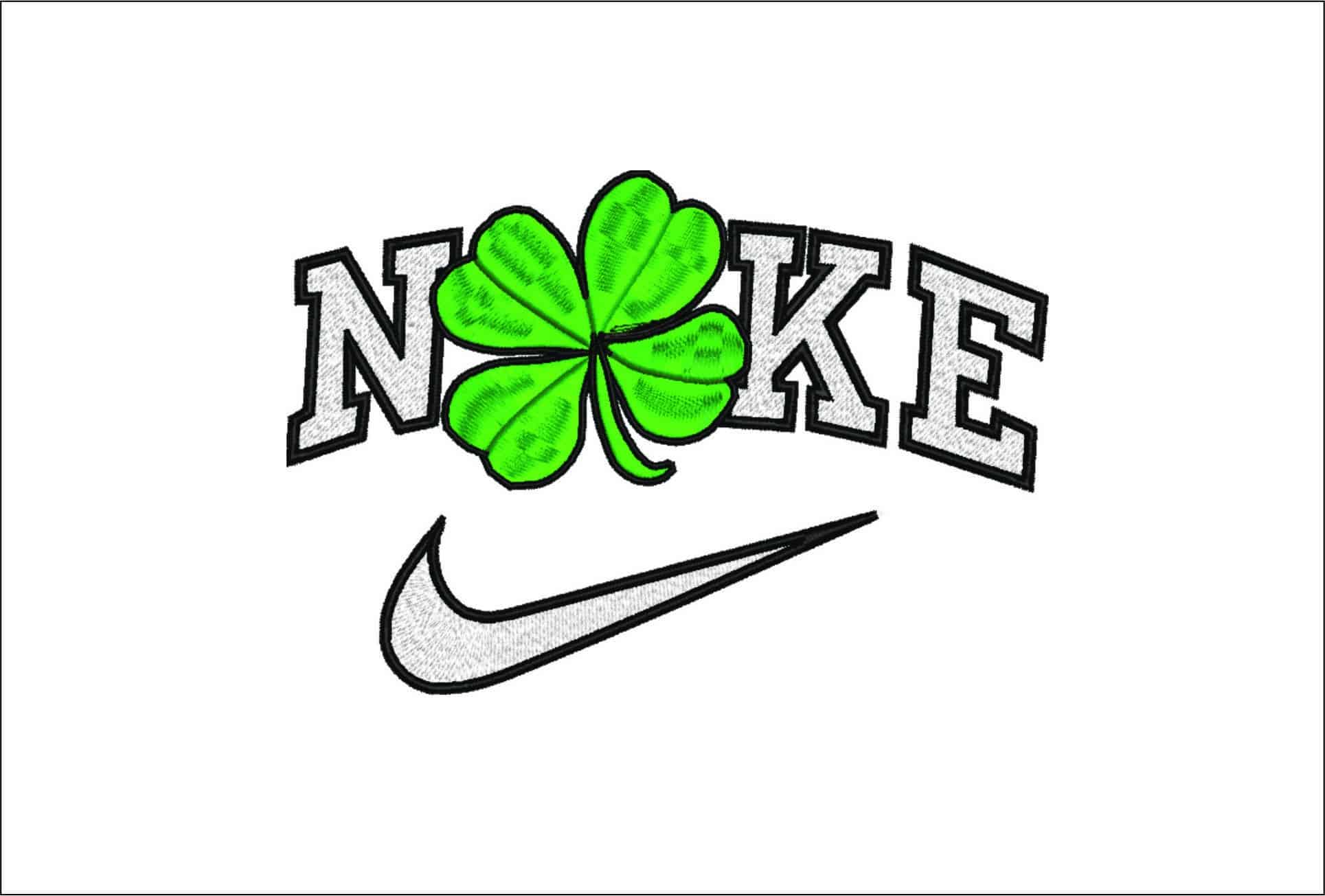 Nike 4 Leaf Clover- Elegant embroidery design file - instant download