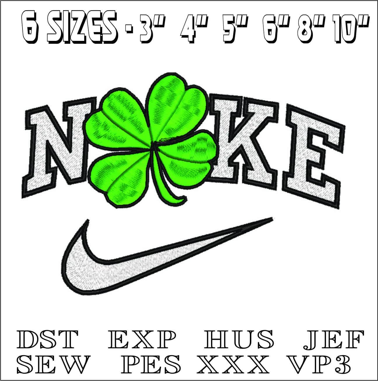 Nike 4 Leaf Clover- Elegant embroidery design file - instant download — view 2