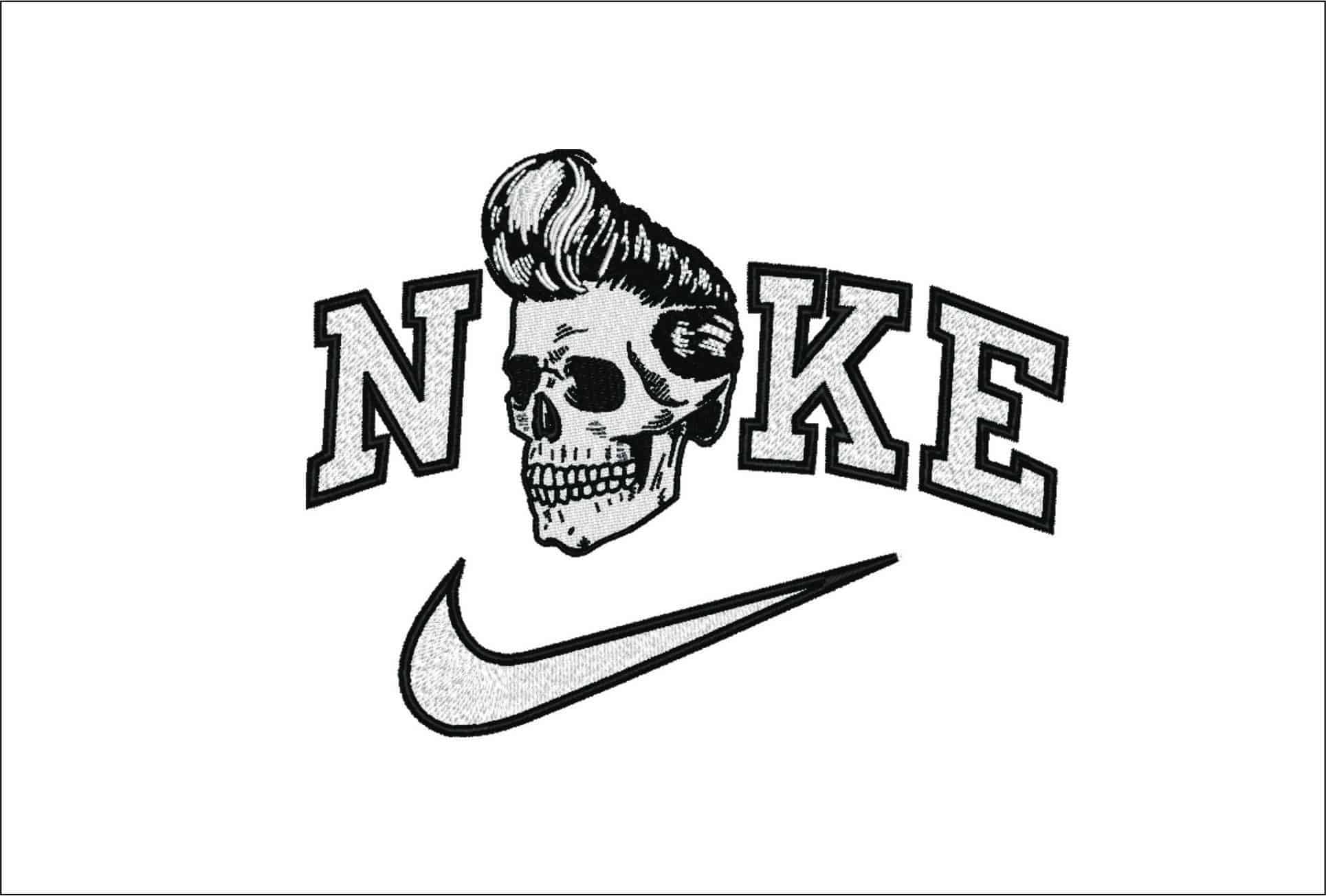 Nike 1950's Skull- Elegant embroidery design file - instant download