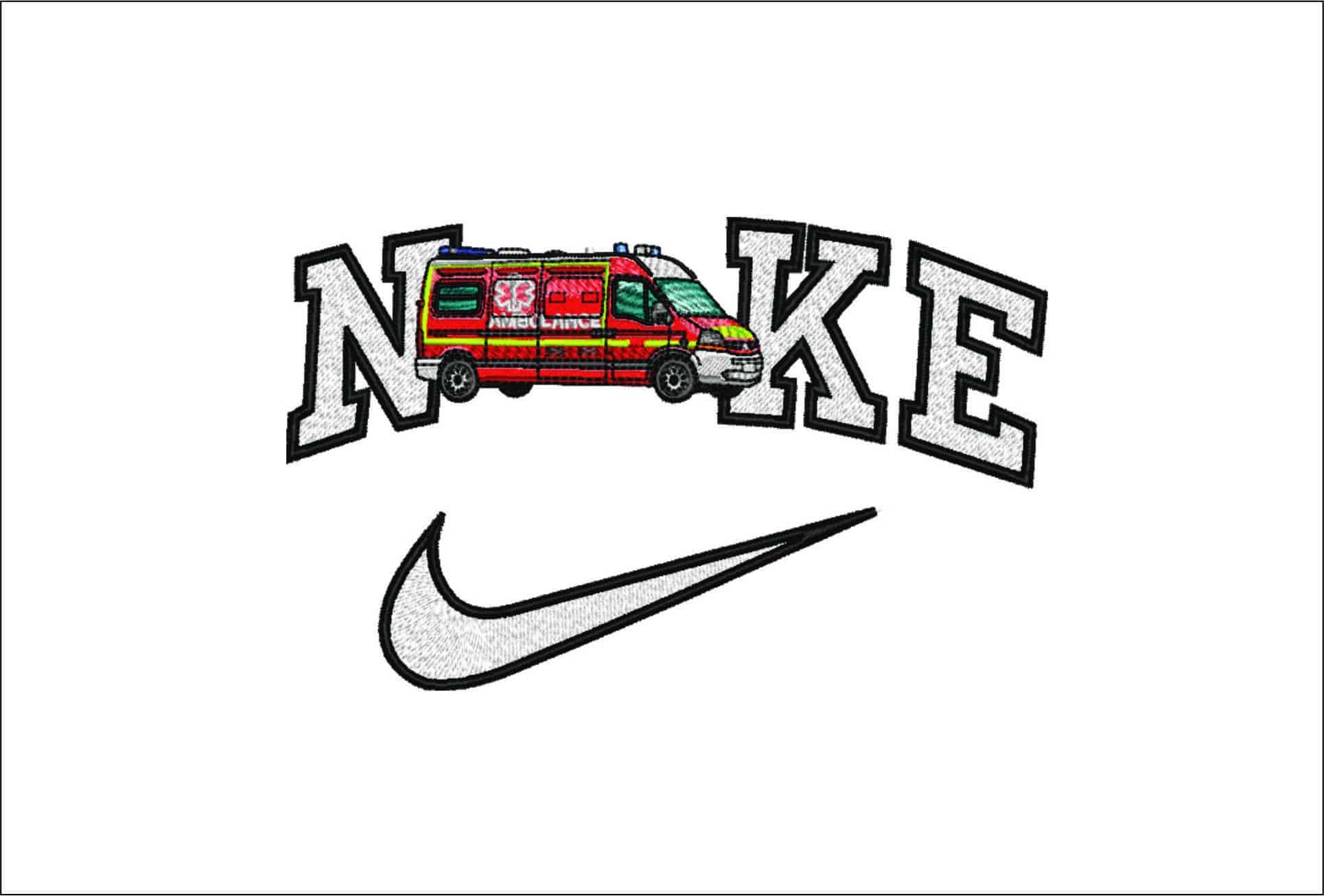 Nike Ambulance- Elegant embroidery design file - instant download