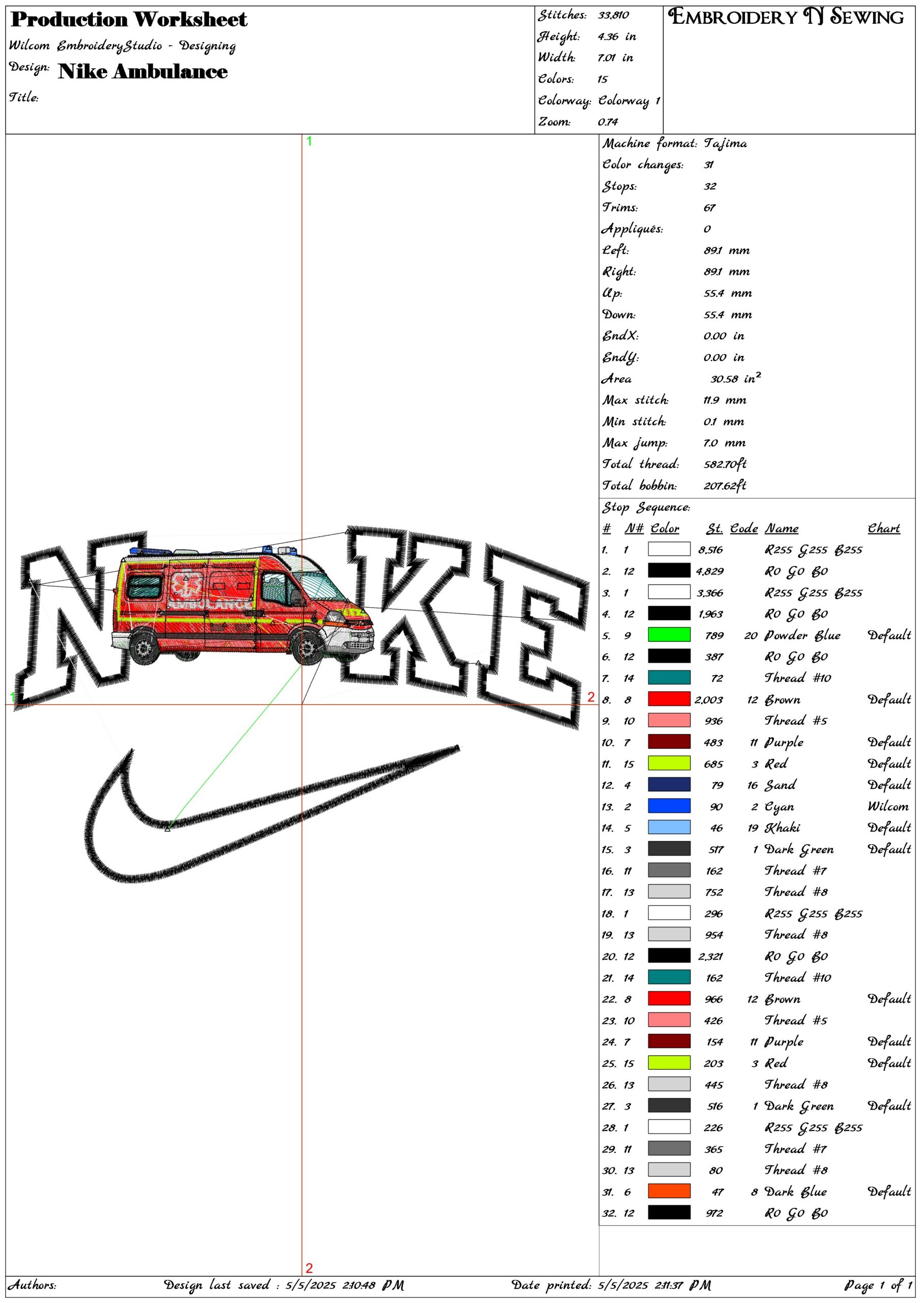 Nike Ambulance- Elegant embroidery design file - instant download — view 3