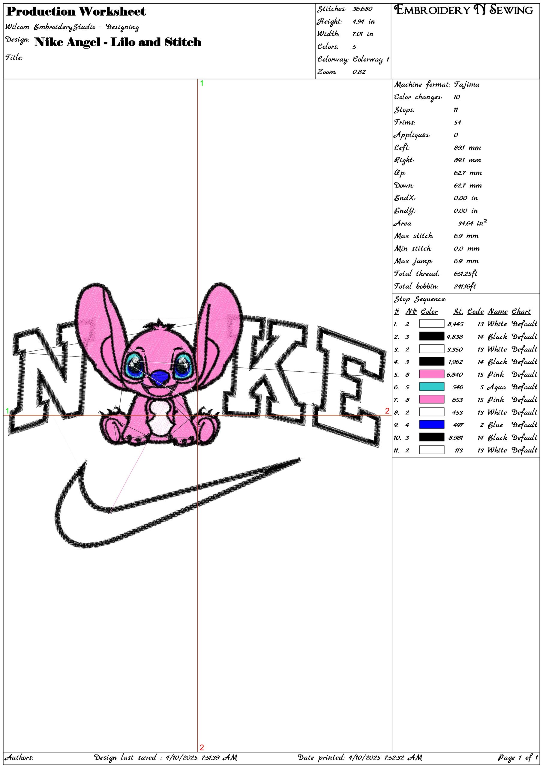 Nike Angel - Lilo and Stitch- Elegant embroidery design file - instant download — view 3