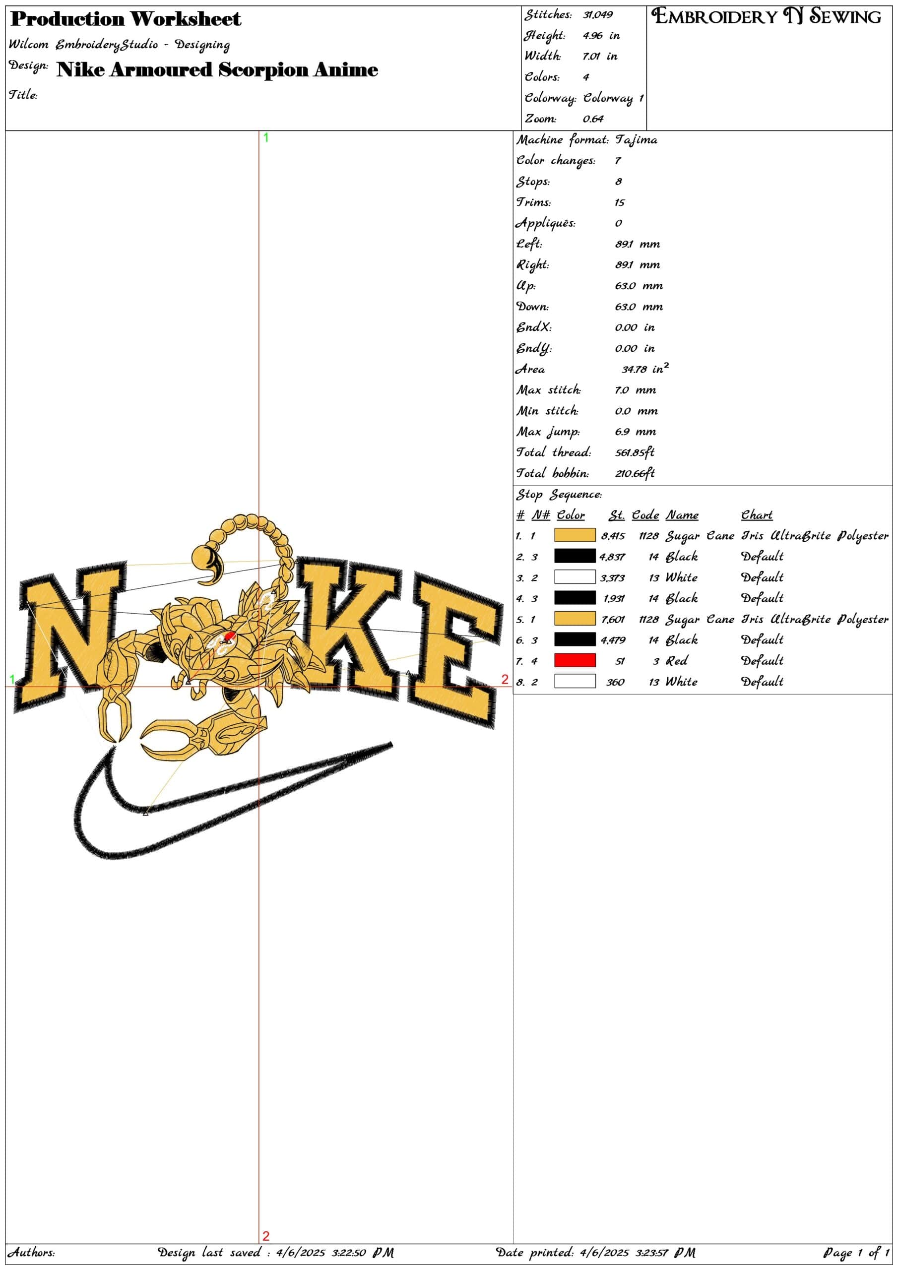 Nike Armoured Scorpion Anime- Elegant embroidery design file - instant download — view 3